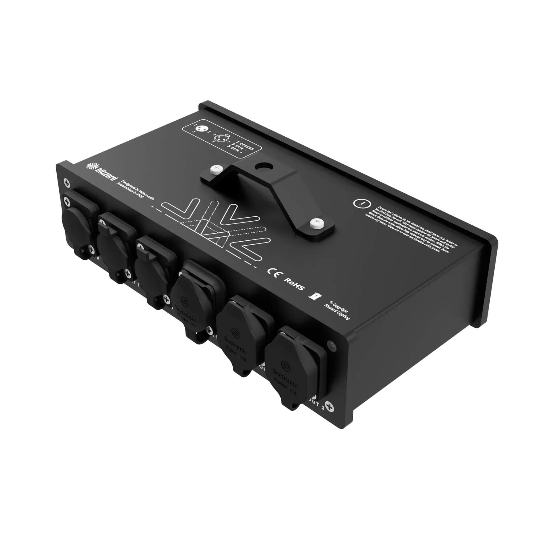 Blizzard Lighting 2-Fer Outdoorsy 3-pin - IP65-rated DMX + Power Splitter, top back left