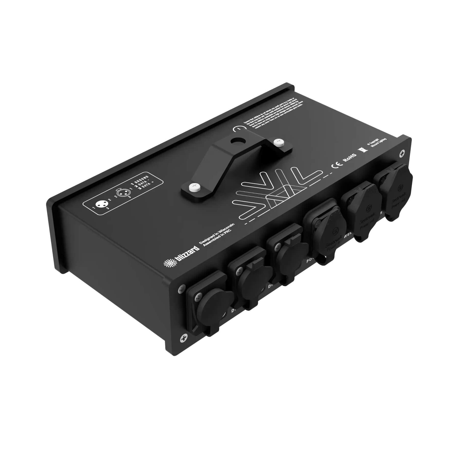 Blizzard Lighting 2-Fer Outdoorsy 5-pin - IP65-rated DMX + Power Splitter, back right
