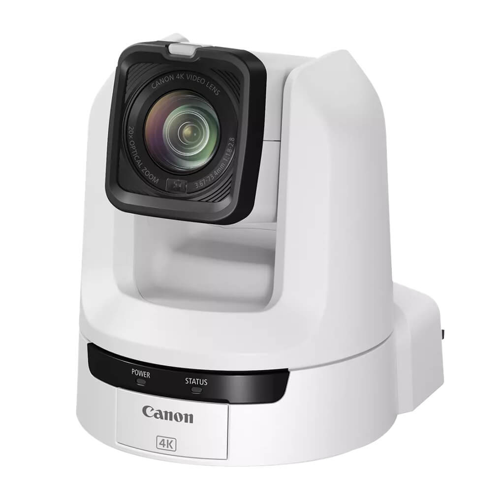 Canon CR-N100 (white) 4K30 PTZ Camera with 20x Optical Zoom, angle
