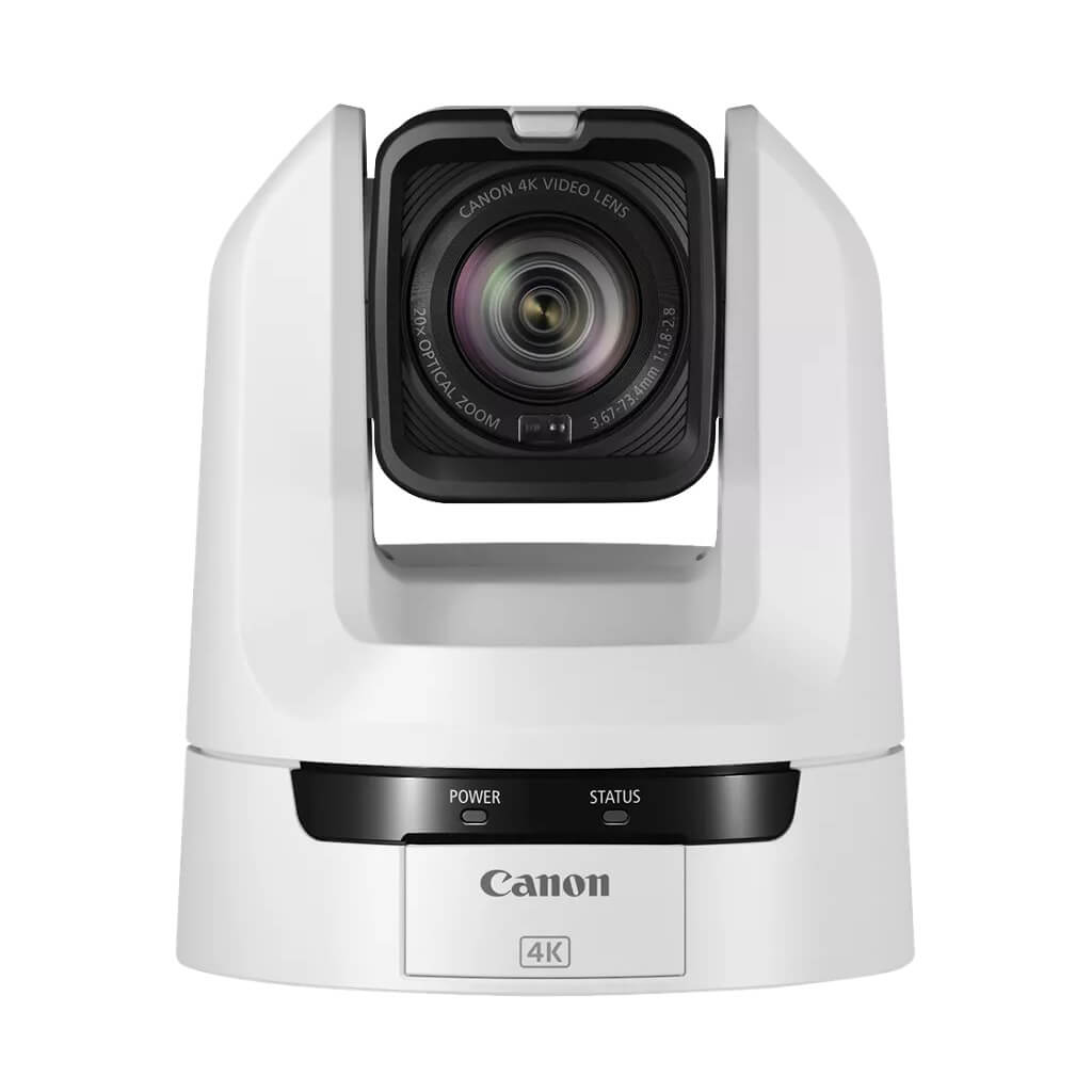 Canon CR-N100 (white) 4K30 PTZ Camera with 20x Optical Zoom, front