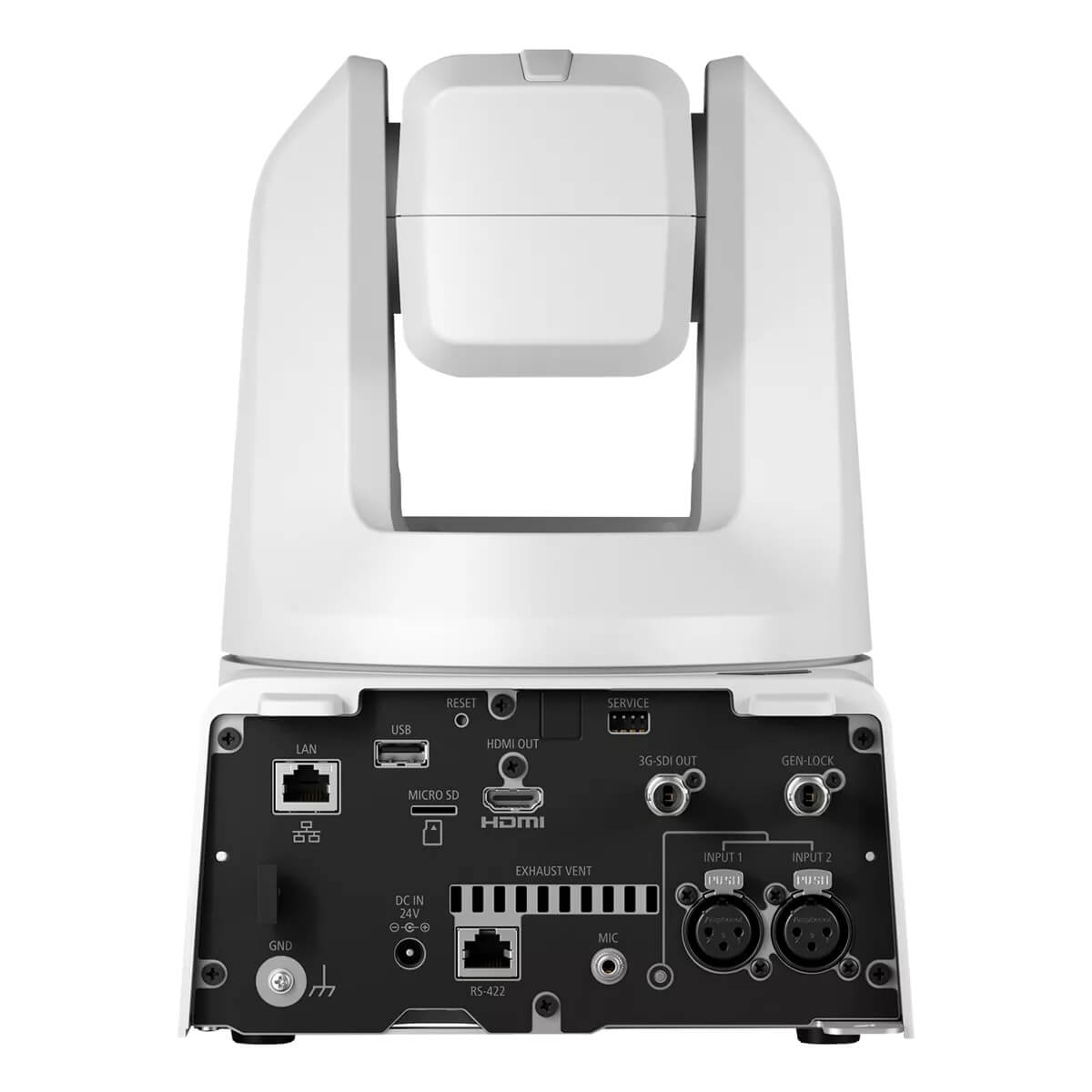 Canon CR-N500 (white) 4K30 PTZ Camera with 15x Optical Zoom and 3G-SDI, rear