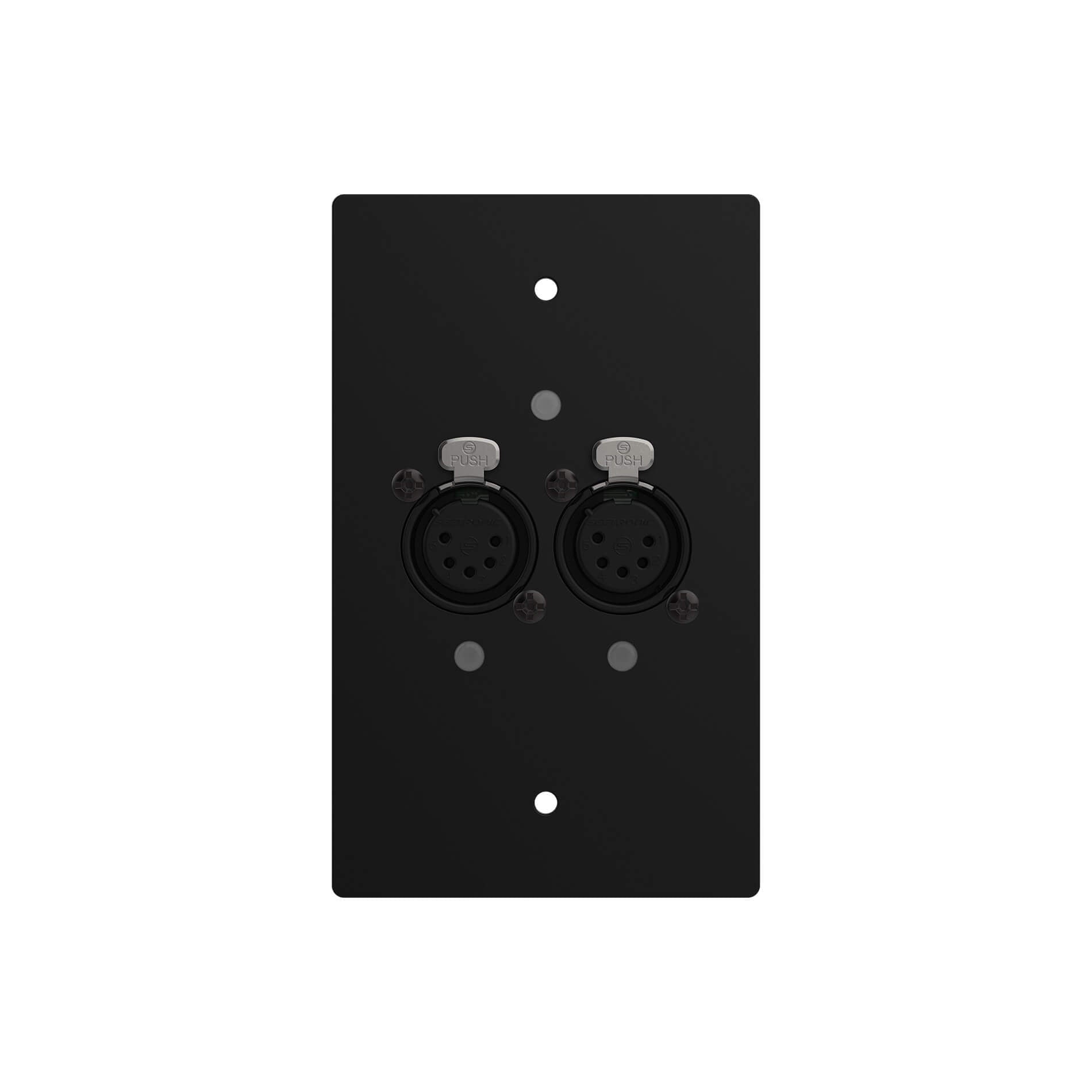ChamSys GeNetix GW2O - US 2-Port Wall Mount Node DMX Out Ports, Female, black faceplate