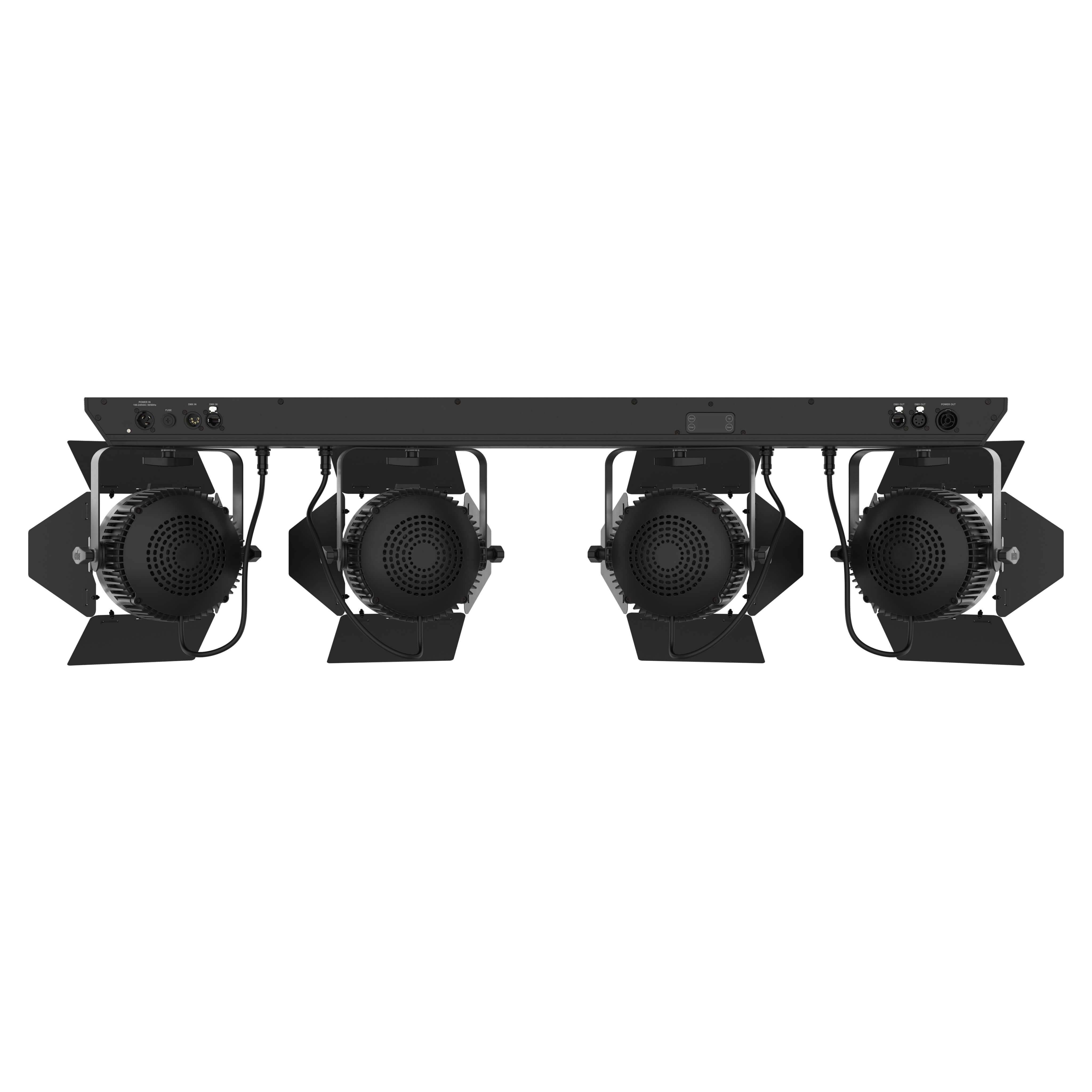 Chauvet Professional COLORdash Par Bar 4 - 4-Head Wash Lighting Array, rear with barndoors