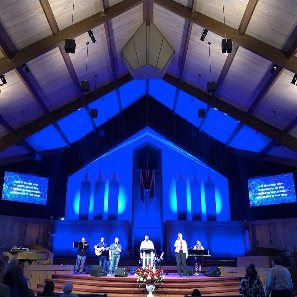 Chauvet DJ EVE E-160ZQ - 160W RGBW LED Full-Color Ellipsoidal, church sanctuary, credit Marcus Hammond