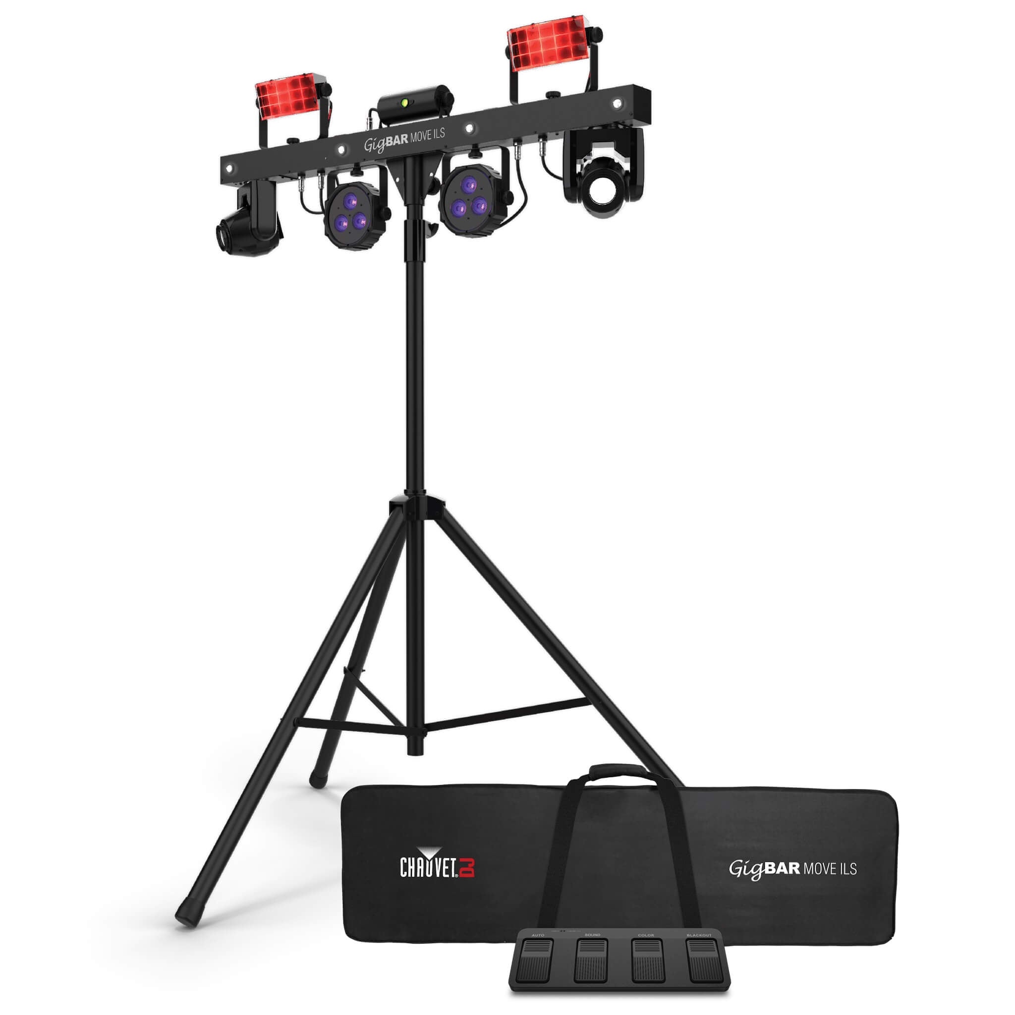 Chauvet DJ GigBAR Move ILS - 5-in-1 LED Lighting System, includes wireless foot switch, RF remote, and carrying bag