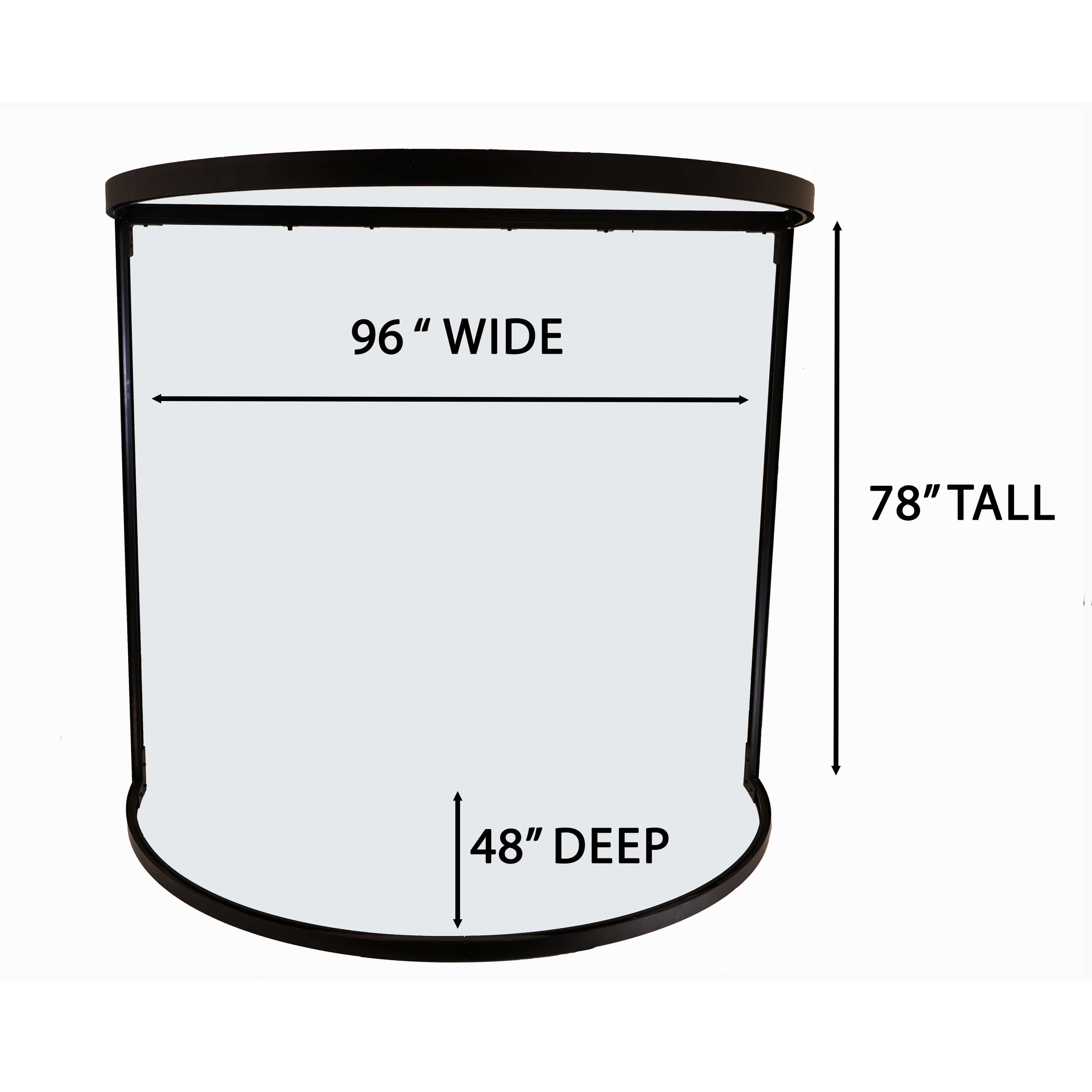 ClearSonic Curved8 - 8' Seamless Drum Shield with Aluminum Frame, dimensions