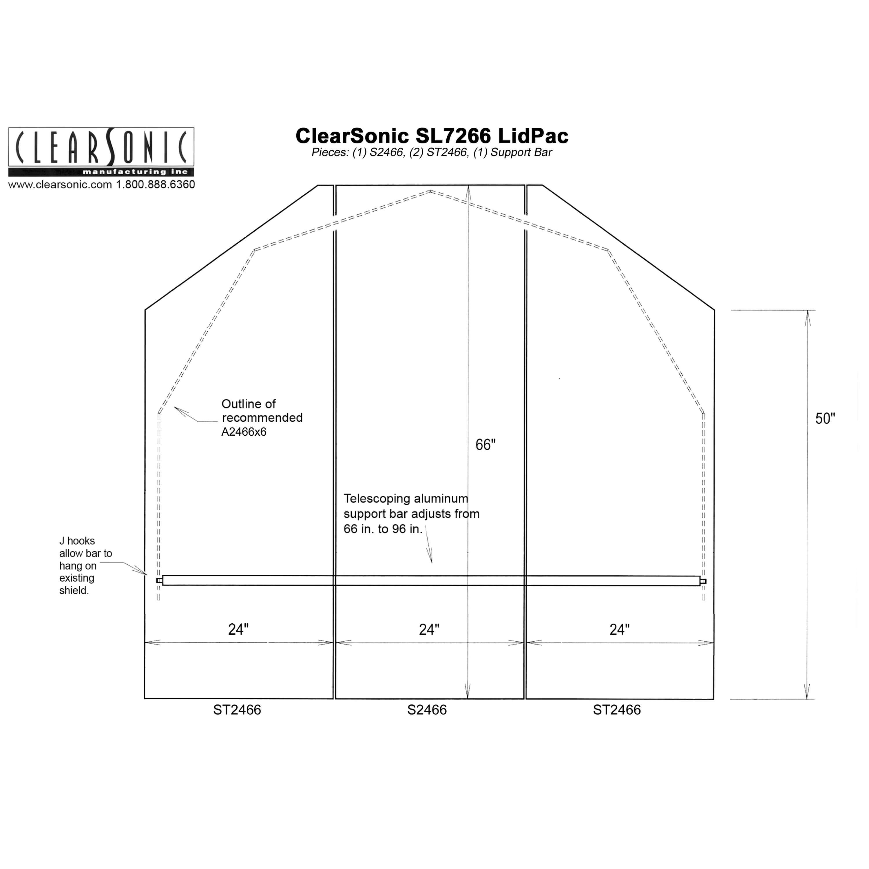 ClearSonic SL7266 - SORBER Sound Absorption LidPac, diagram