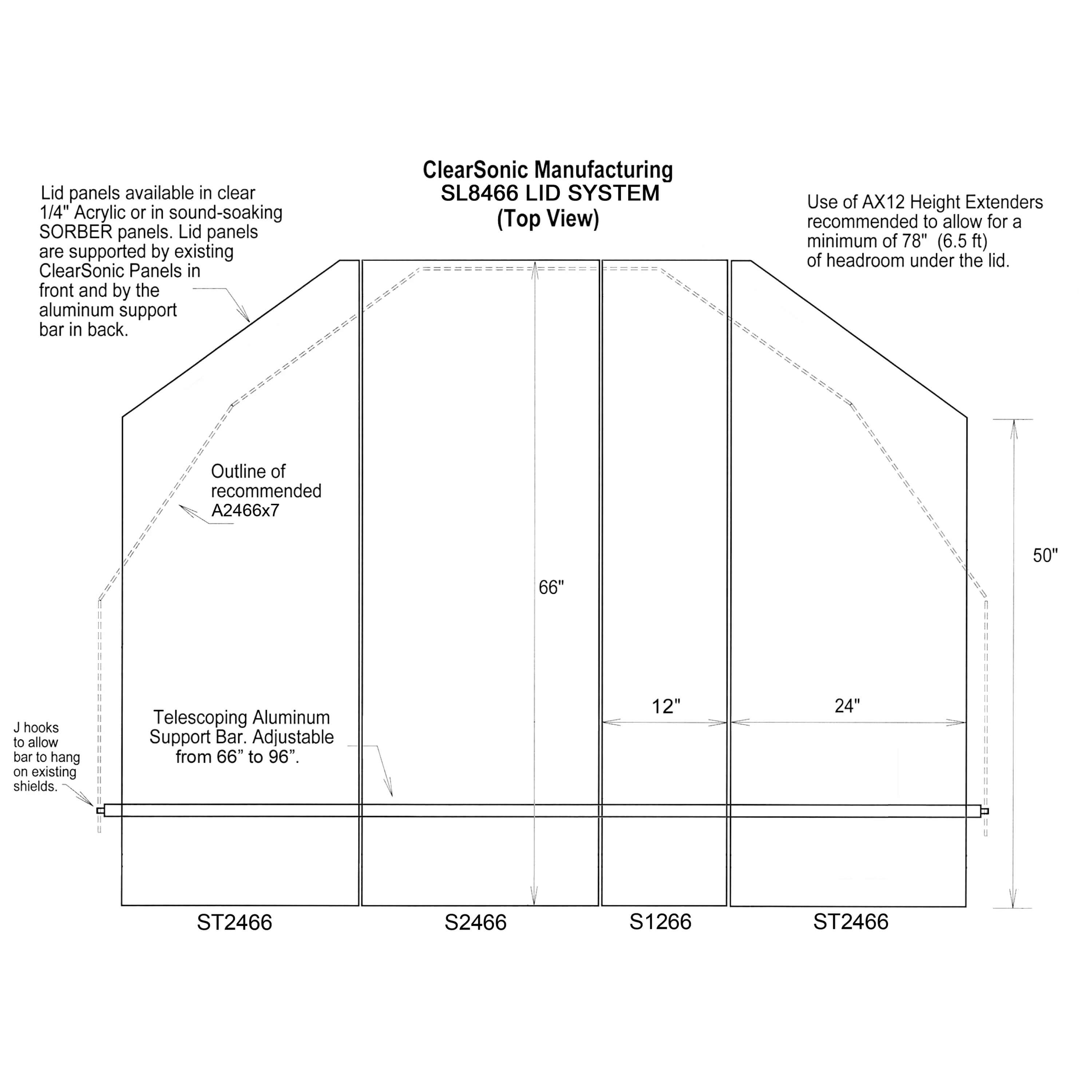 ClearSonic SL8466 - SORBER Sound Absorption LidPac, diagram