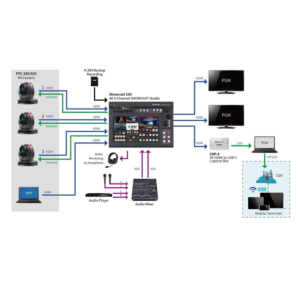 Datavideo CAP-4 - 4K HDMI to USB-C Capture Box, diagram