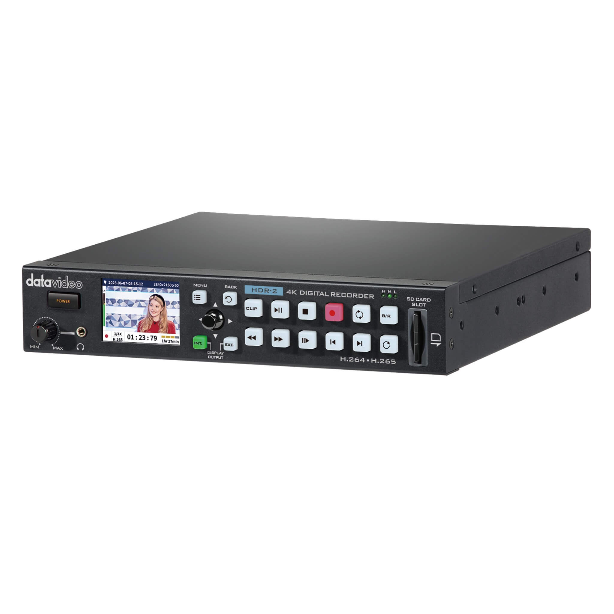 DataVideo HDR-2 - 4K Digital Recorder with H.265/H.264 Encoding, angle
