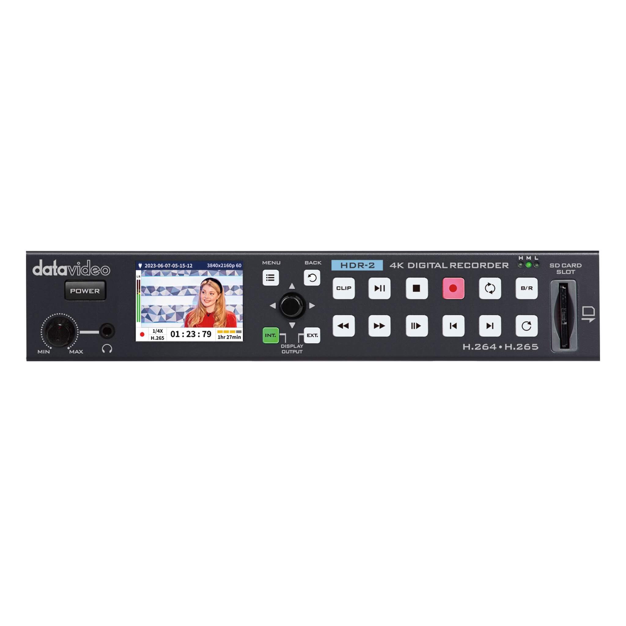 DataVideo HDR-2 - 4K Digital Recorder with H.265/H.264 Encoding, front