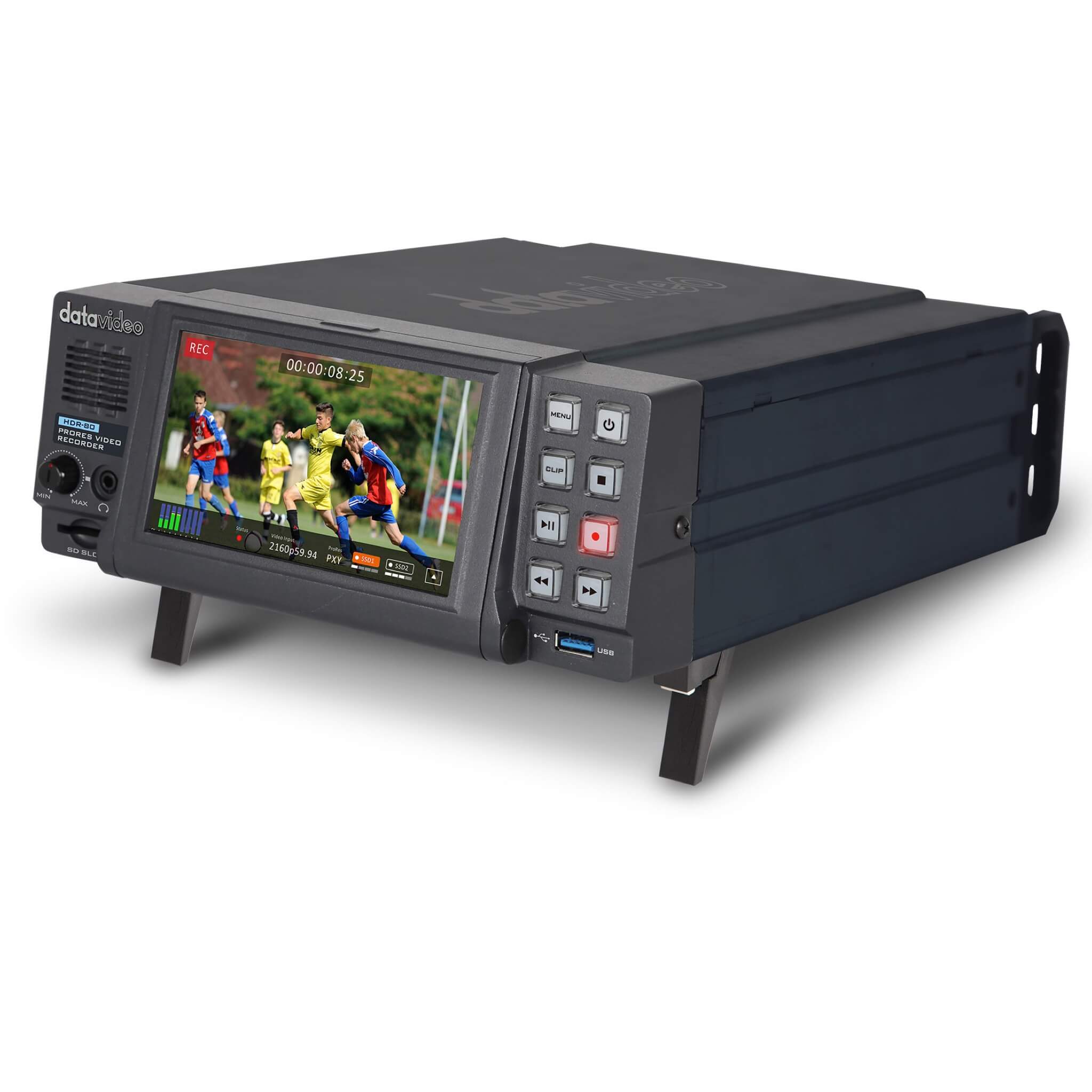 DataVideo HDR-80 - ProRes 4K Video Recorder, front angle