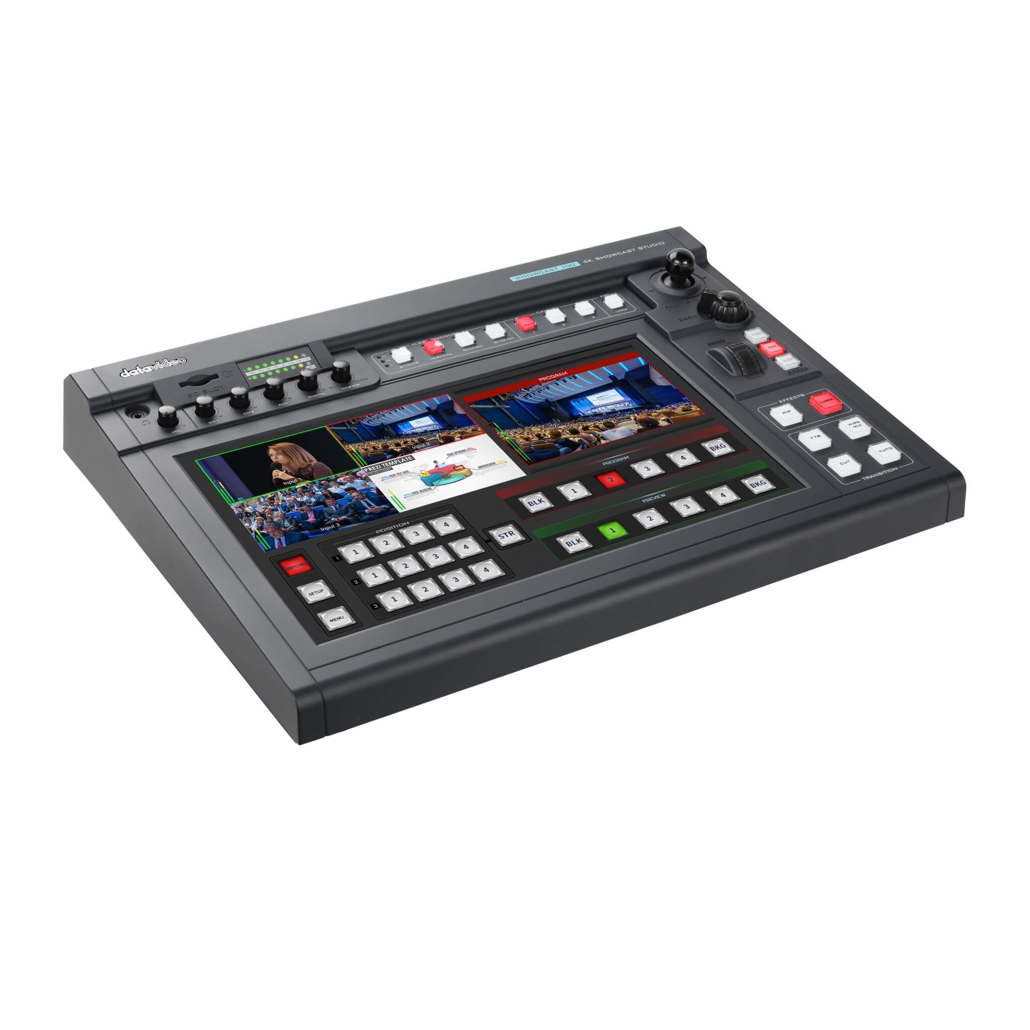 DataVideo Showcast 100 - 4K 4-Channel All-in-One Streaming Studio, angle
