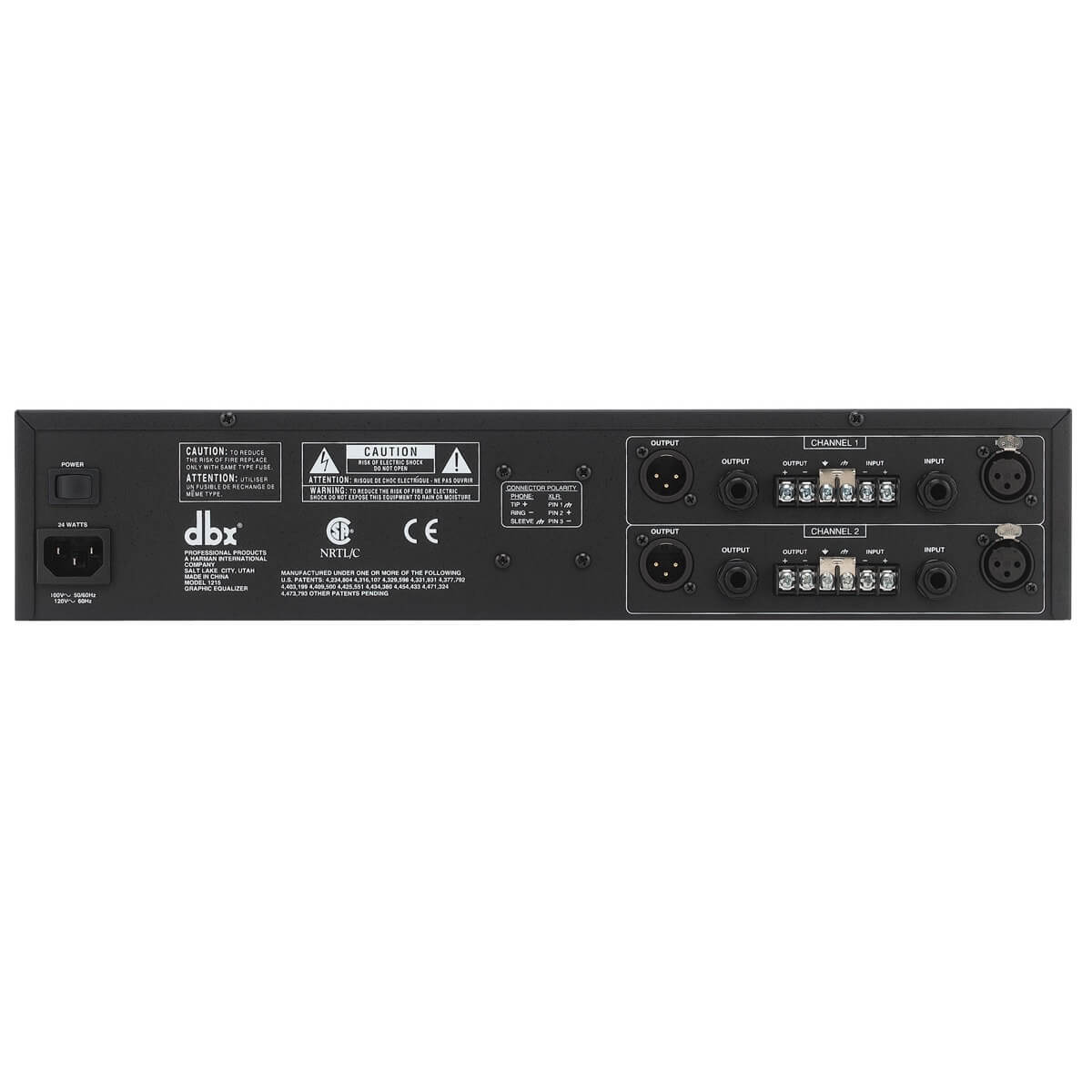 dbx 1215 - Dual Channel, 15-Band Equalizer, rear