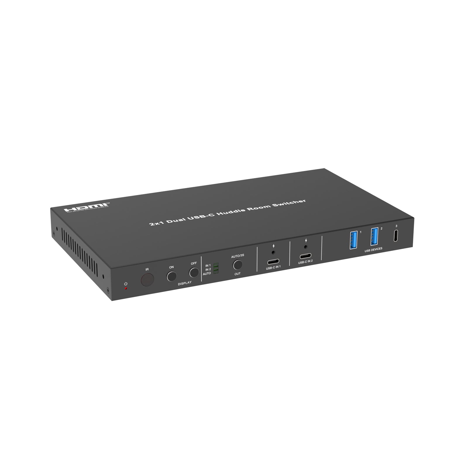 DVDO USBC-PS-21-XL - 4K 2x1 Dual USB-C Presentation Switcher, front angled view