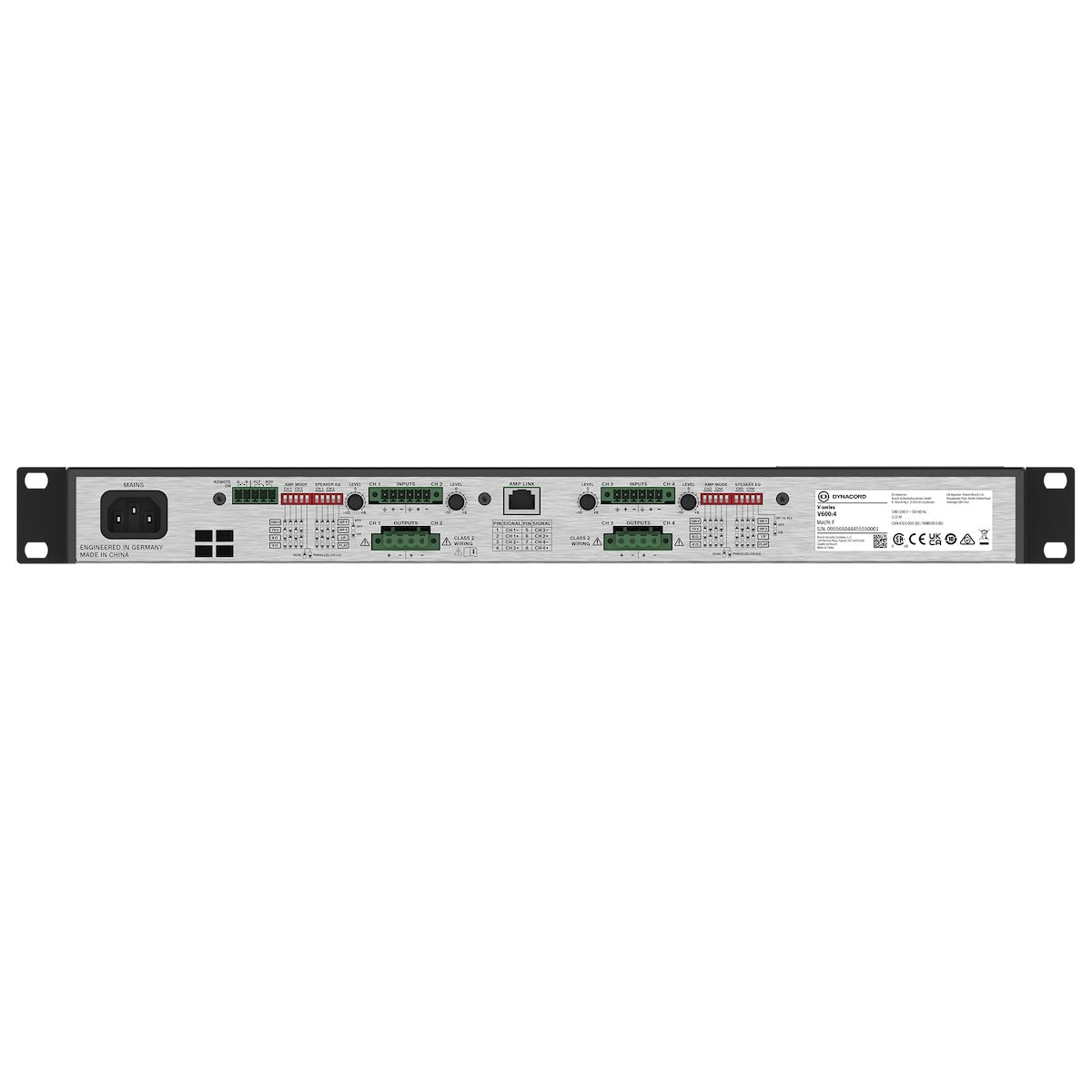 Dynacord V600:4 - 4-channel 600W Power Amplifier, rear