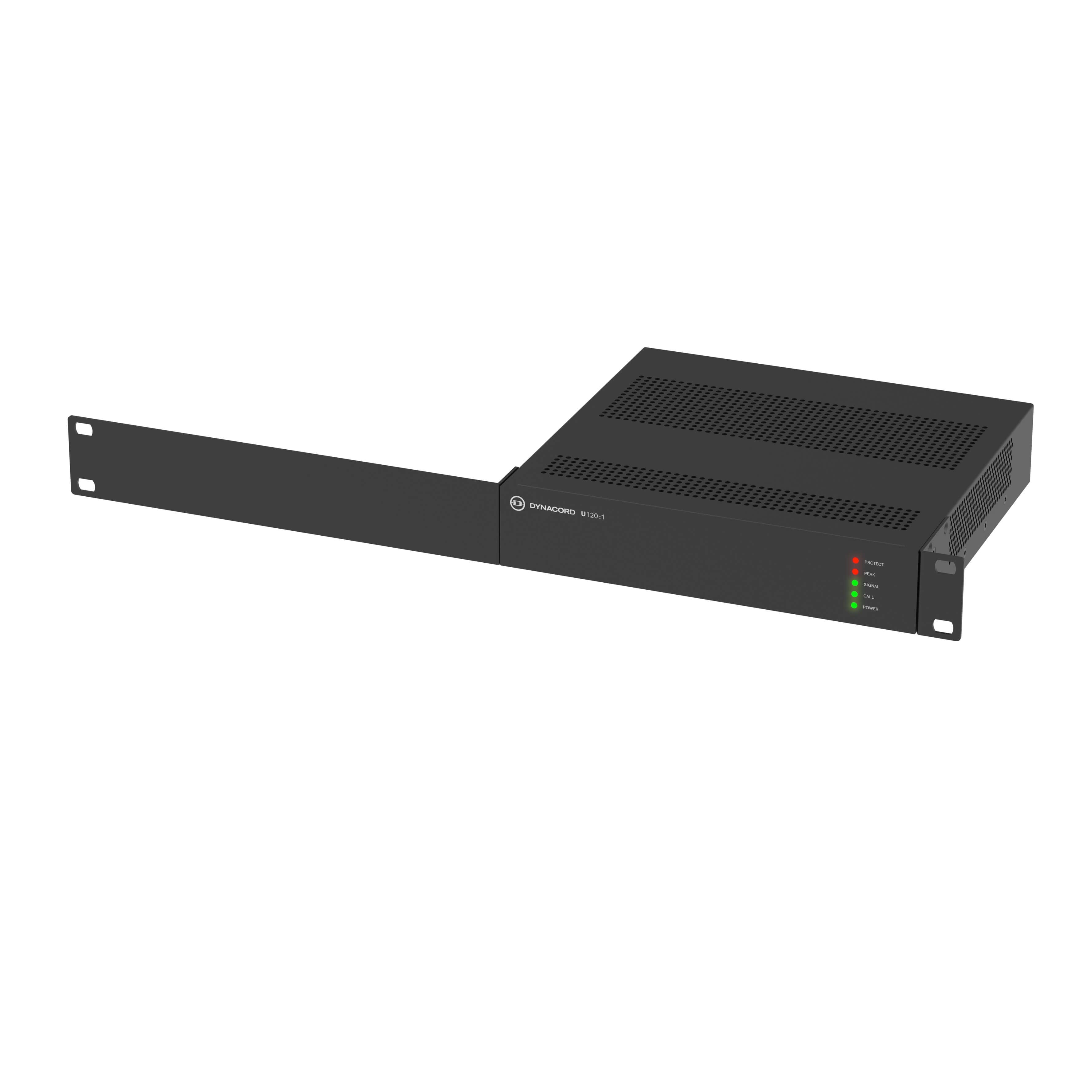 Dynacord U120:1 - 120W 1-Channel Power Amplifier, front right top with bracket left