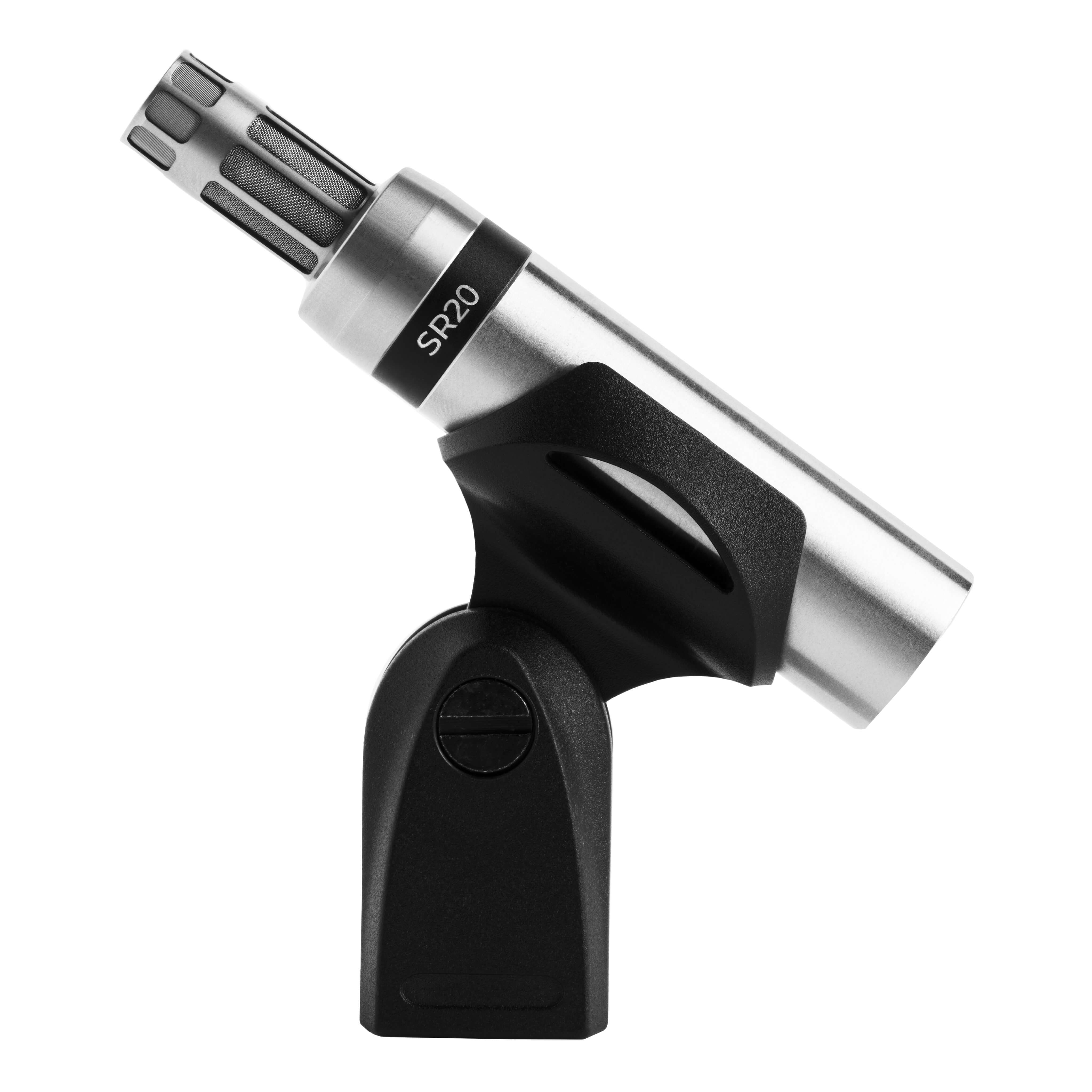Earthworks SR20 Gen 2 - Cardioid Instrument Microphone, right side with clip