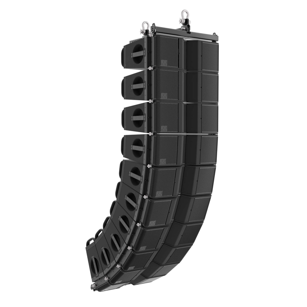 10x EAW NT206L - Newport Series, 2-Way Active 6-inch Line Array Loudspeakers, flown array front left