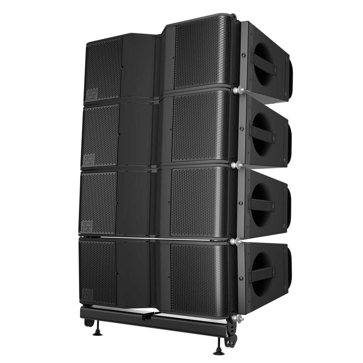 4x EAW NT206L - Newport Series, 2-Way Active 6-inch Line Array Loudspeakers, on mounting feet