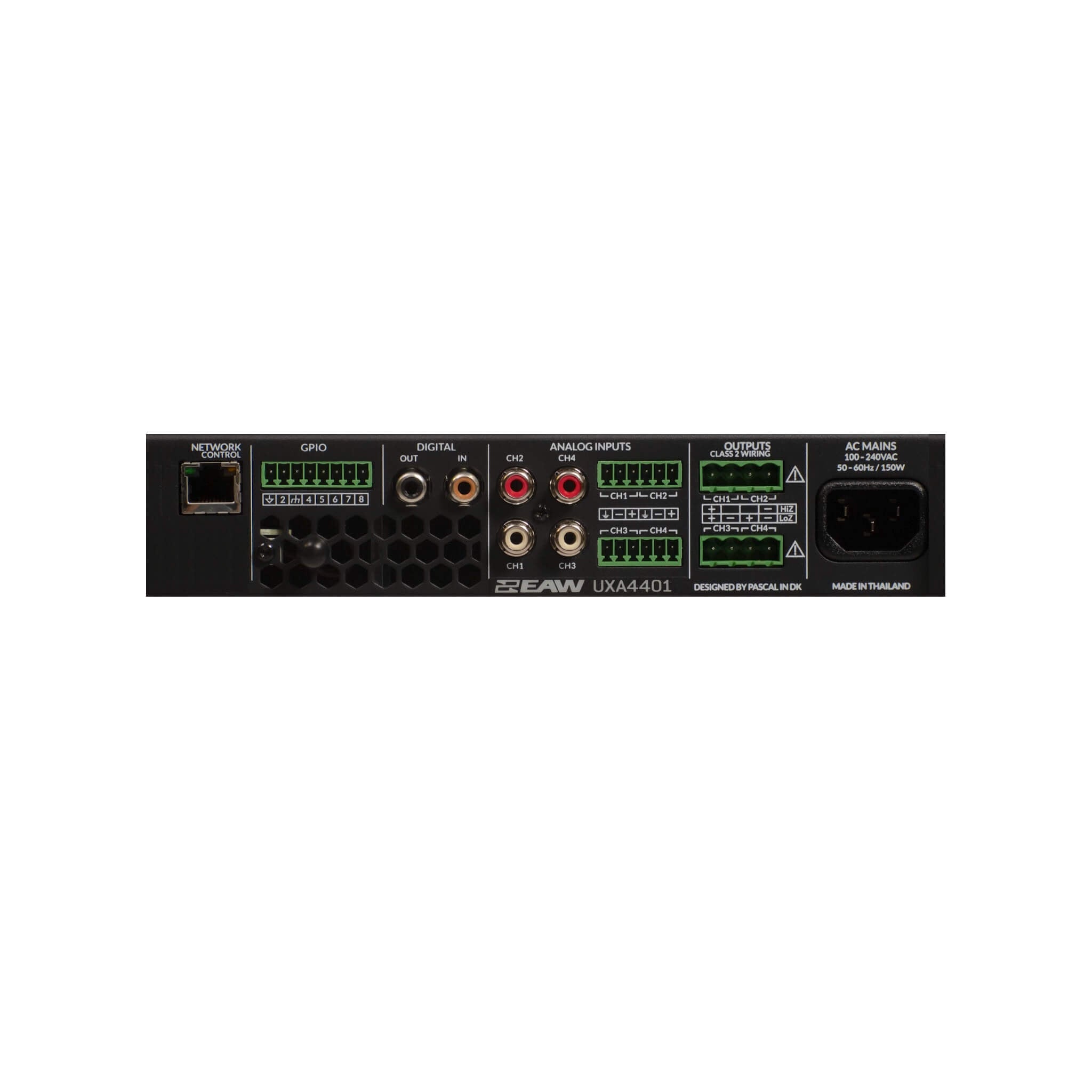 EAW UXA4401 - 4 x 280W Multipurpose Installation Amplifier, rear