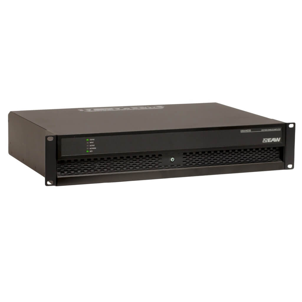 EAW UXA4403D - 4 x 800W Multipurpose Installation Amplifier with Dante, angle