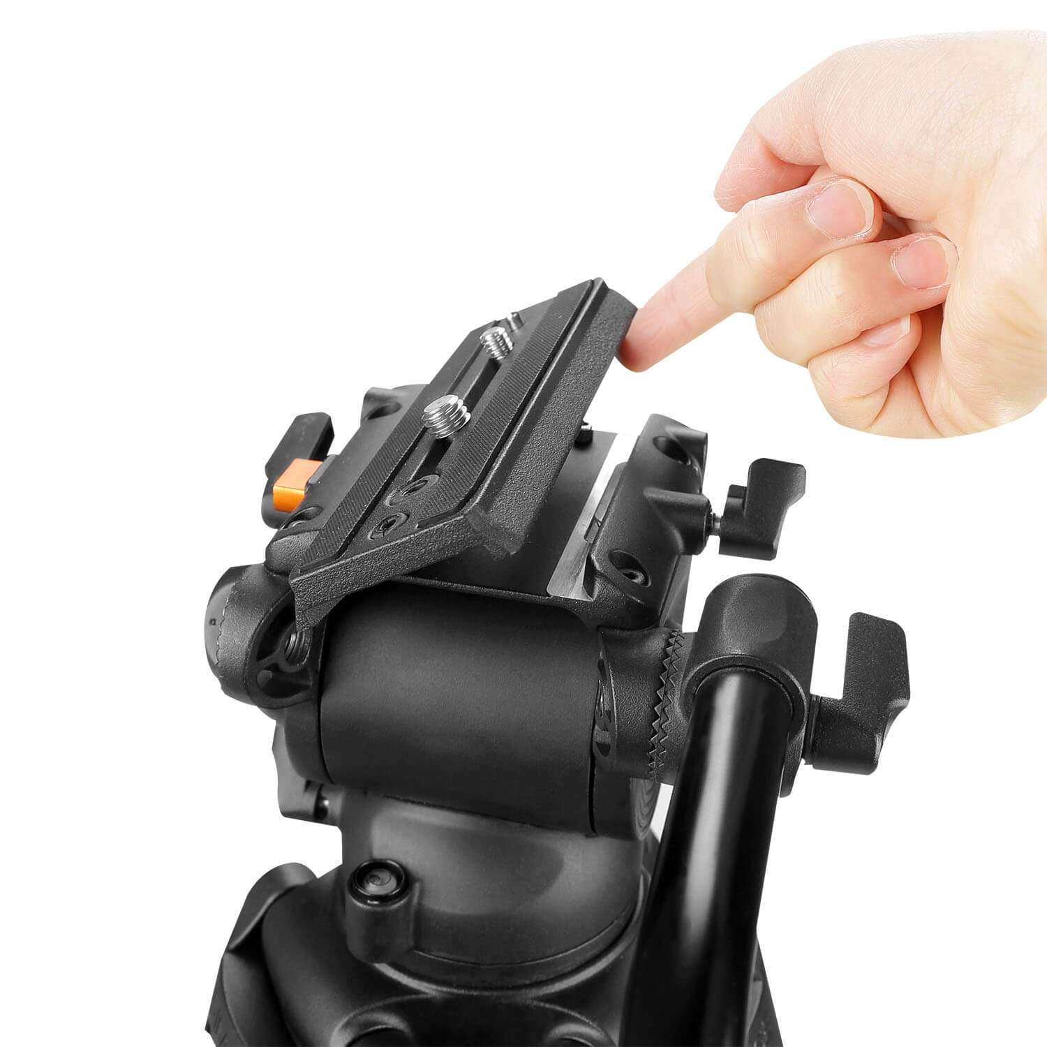 E-Image EG03A2 - Aluminum Tripod with 75mm Fluid Drag Video Head, snap-in plate