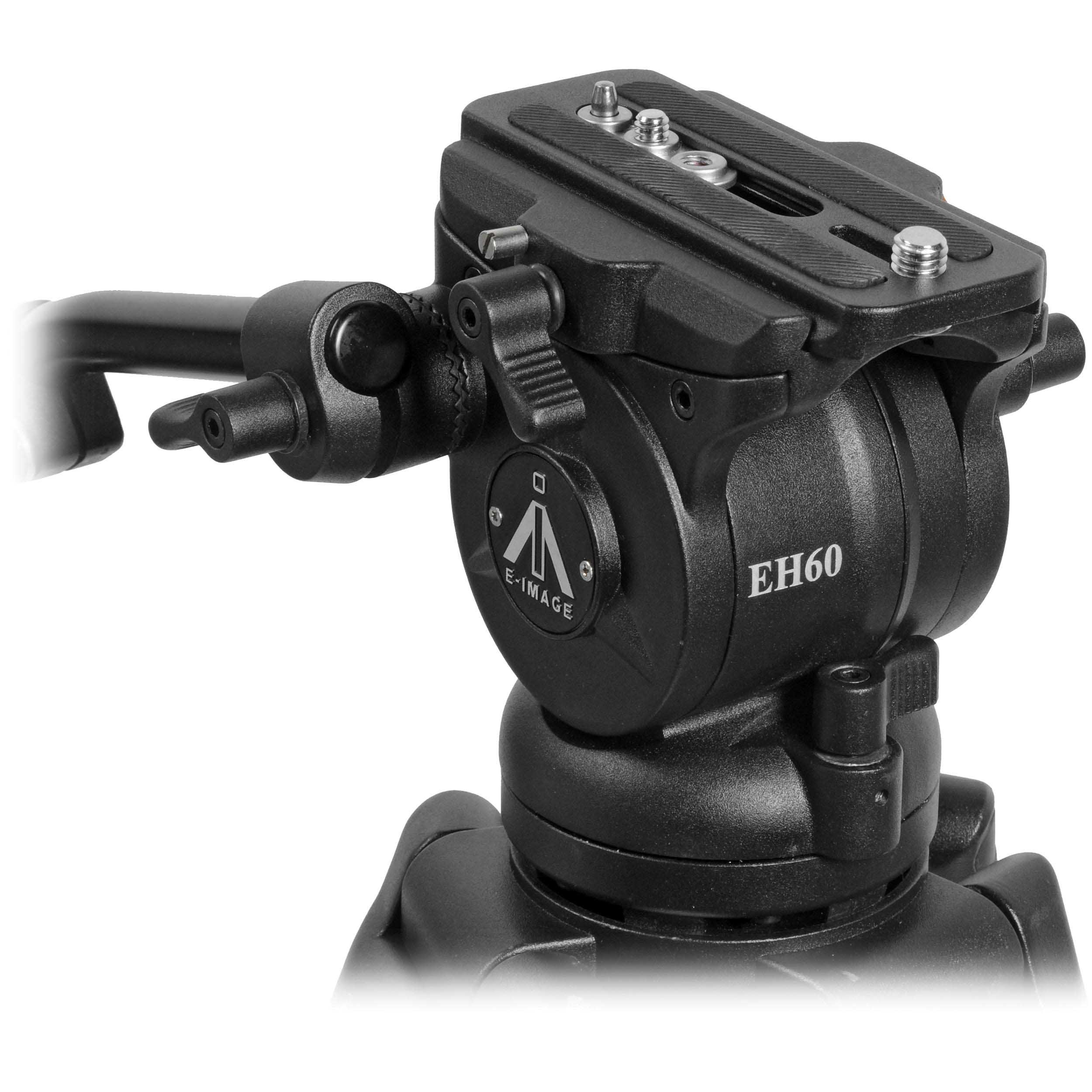 E-Image EK60AAM - 2-Stage Aluminum 75mm Fluid Head Tripod Kit, EH60 head front