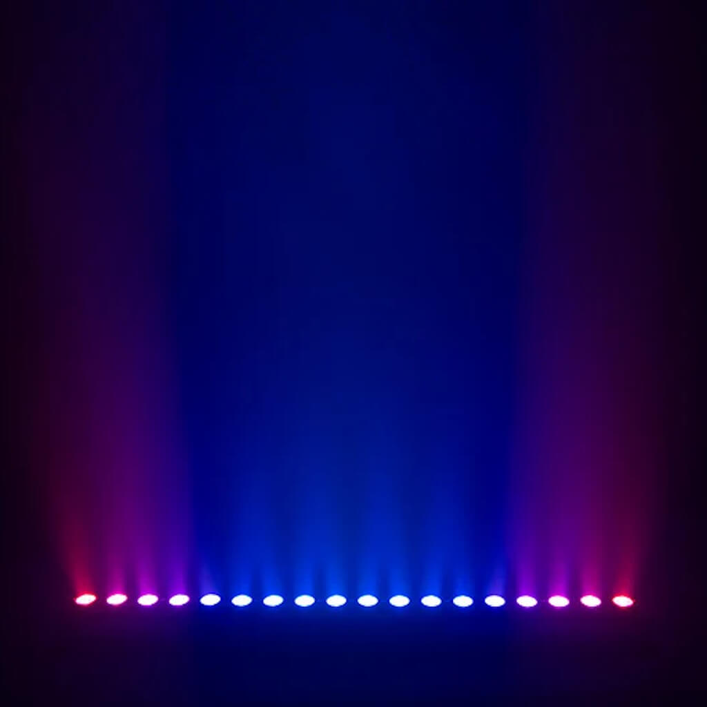 Eliminator Lighting Mega Color Q18 - RGBA LED 1-meter Linear Wash Fixture, blue violet wash