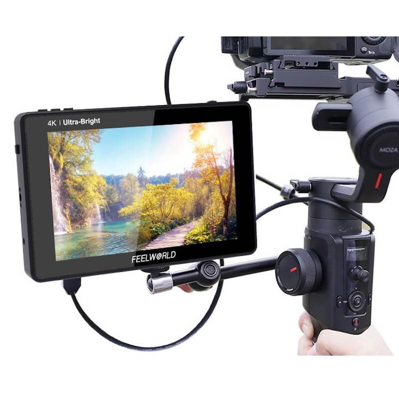Feelworld LUT7S - 7" SDI On-Camera Touchscreen Field Monitor, mounted