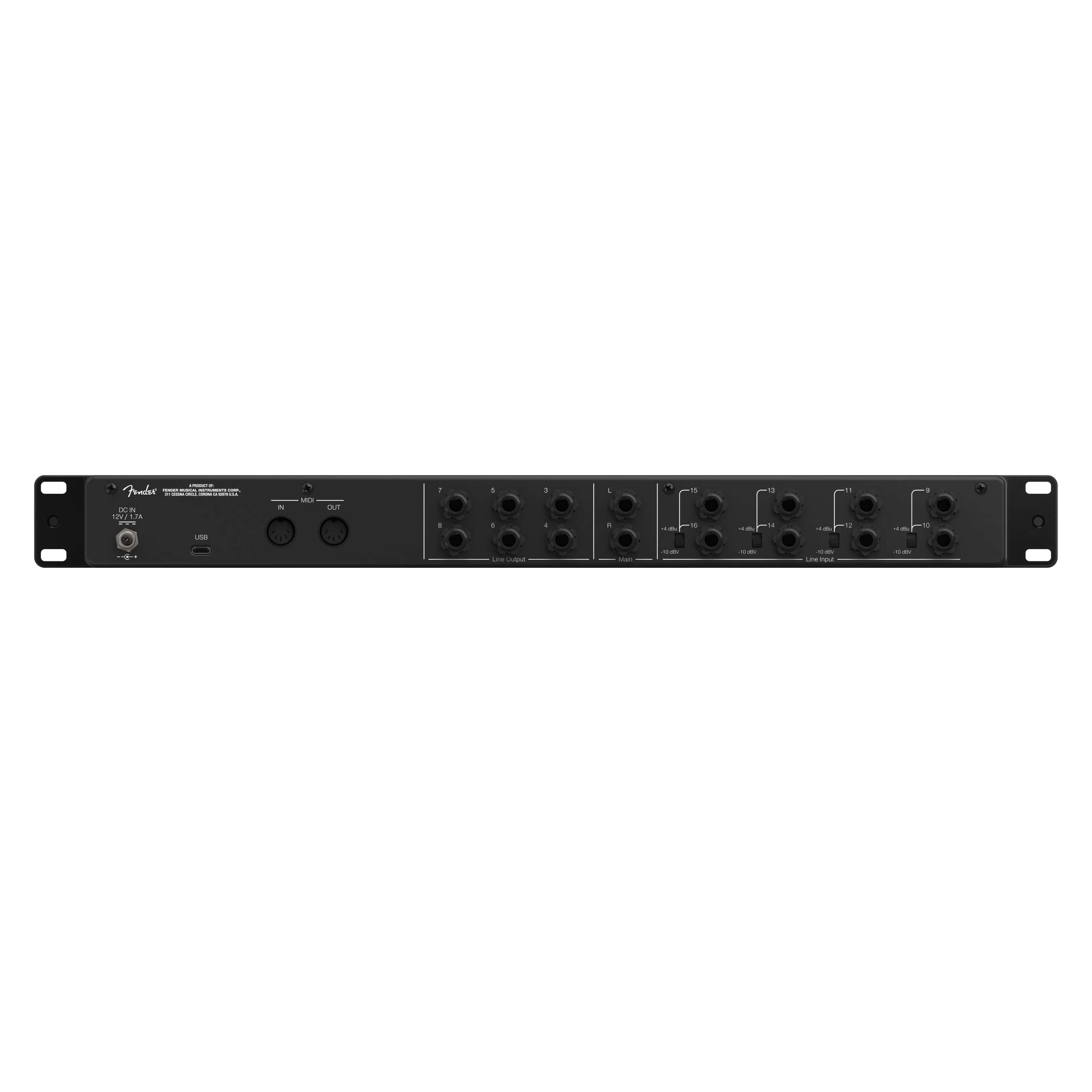Fender Quantum LT 16 - 16x8 USB-C Audio Interface, rear