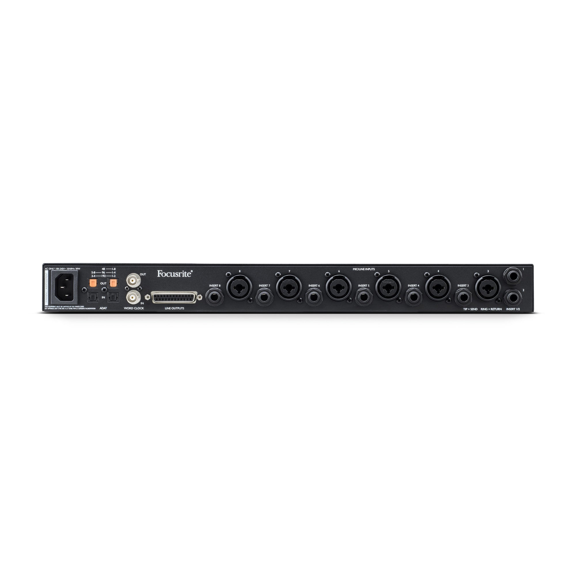 Focusrite Clarett+ OctoPre - 8-in/8-out ADAT Preamp, rear