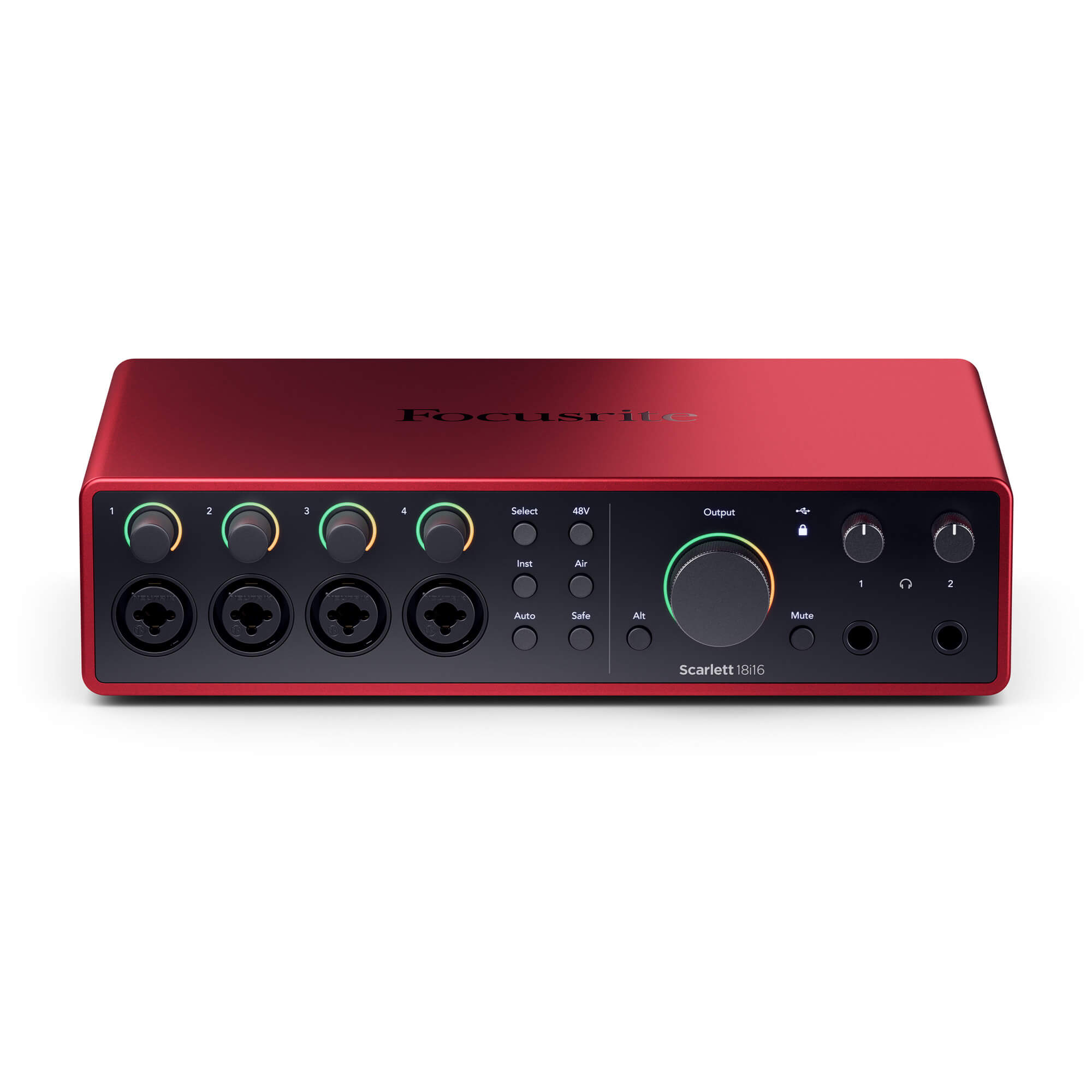 Focusrite Scarlett 18i16 (4th Gen) - 18-in/16-out USB-C Audio Interface, front tilt