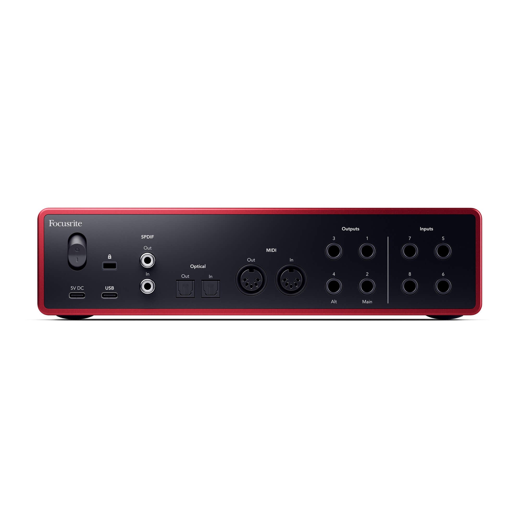 Focusrite Scarlett 18i16 (4th Gen) - 18-in/16-out USB-C Audio Interface, rear