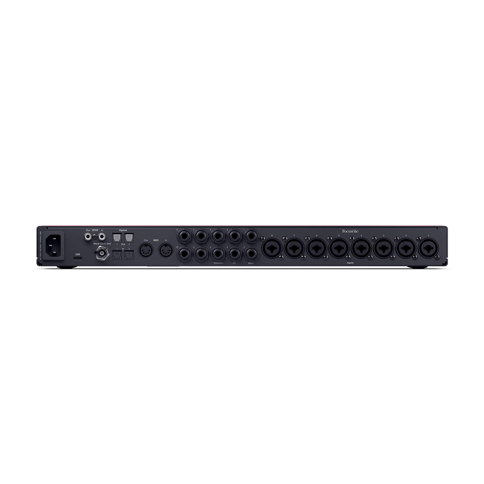 Focusrite Scarlett 18i20 (4th Gen) - 18-in/20-out USB-C Audio Interface, rear
