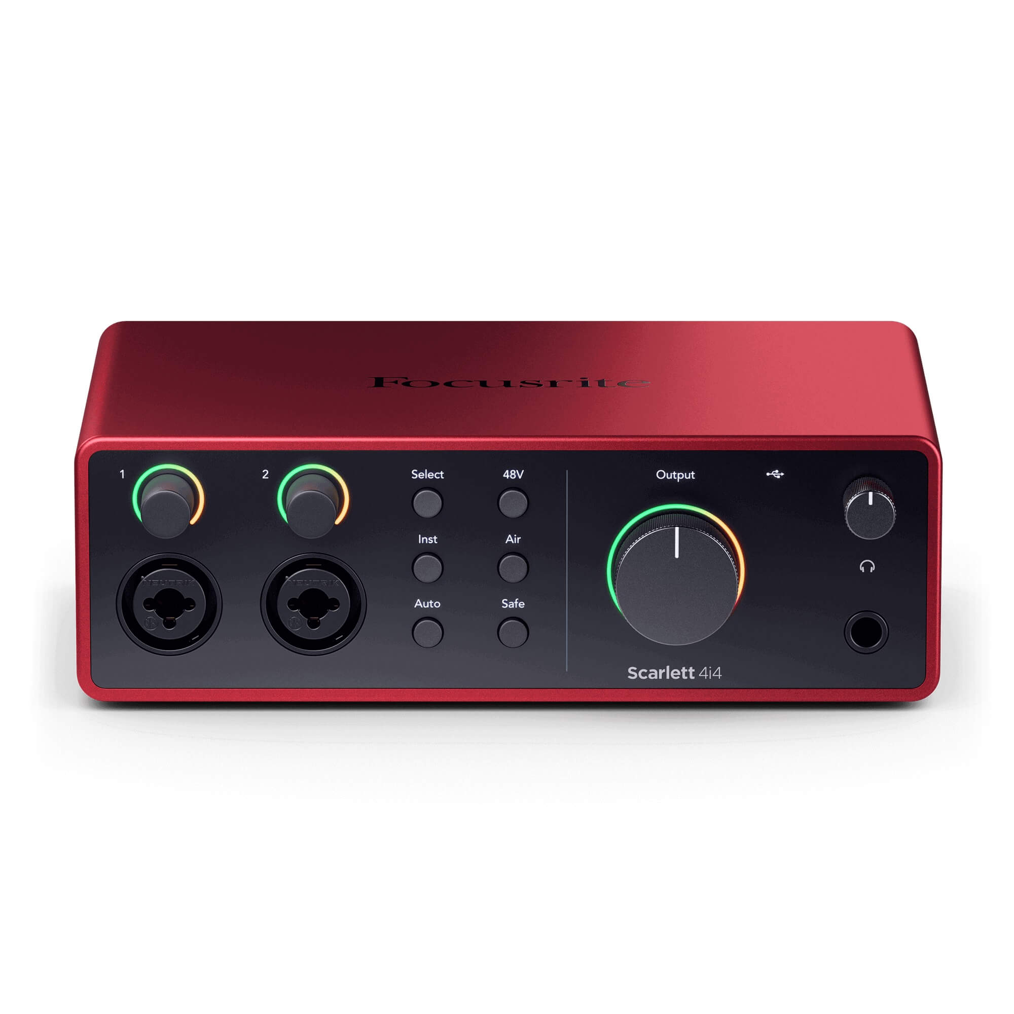 Focusrite Scarlett 4i4 - 4-in/4-out USB-C Audio Interface (4th Gen), front tilt