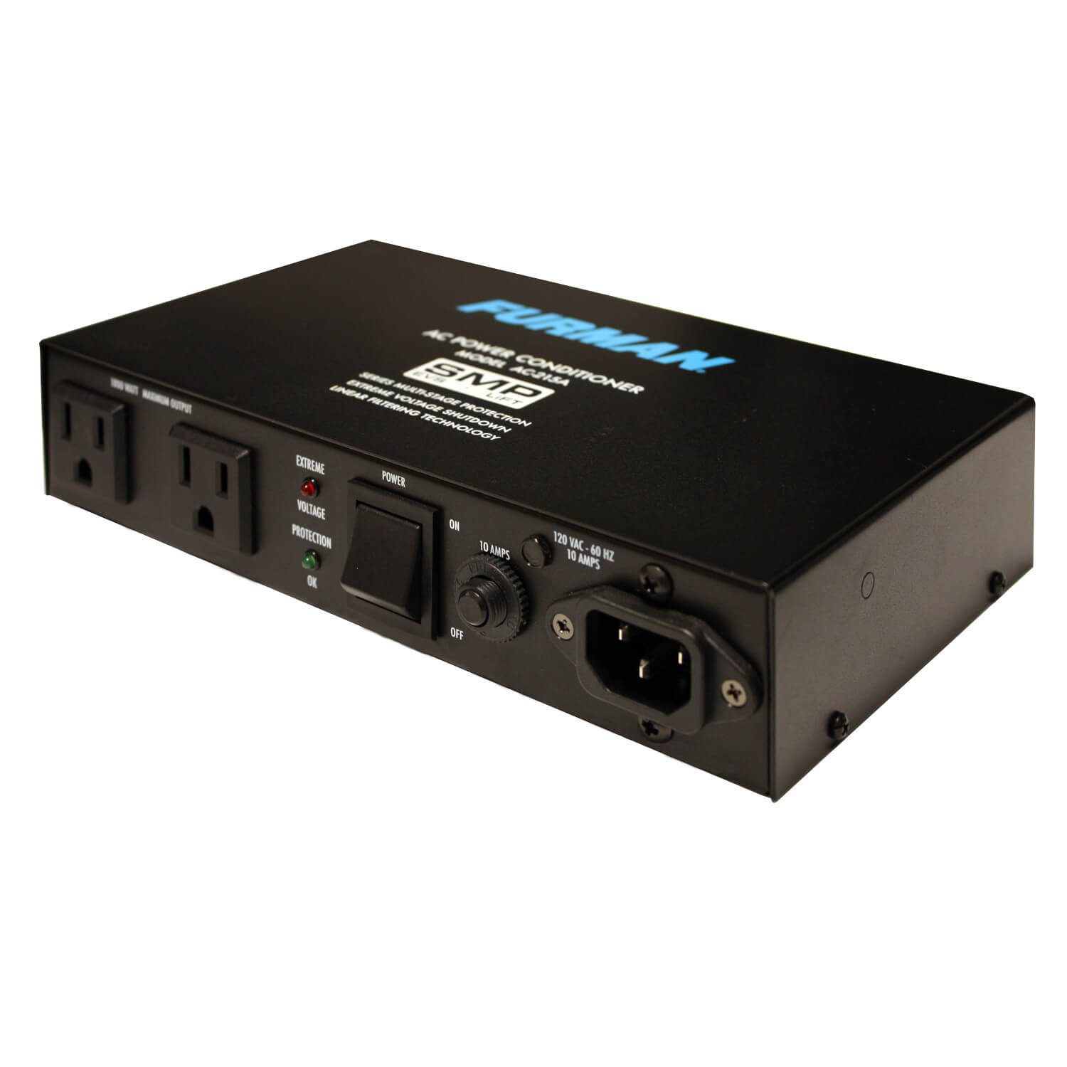 Furman AC-215A - 10A Two Outlet Power Conditioner and Surge Protector, left