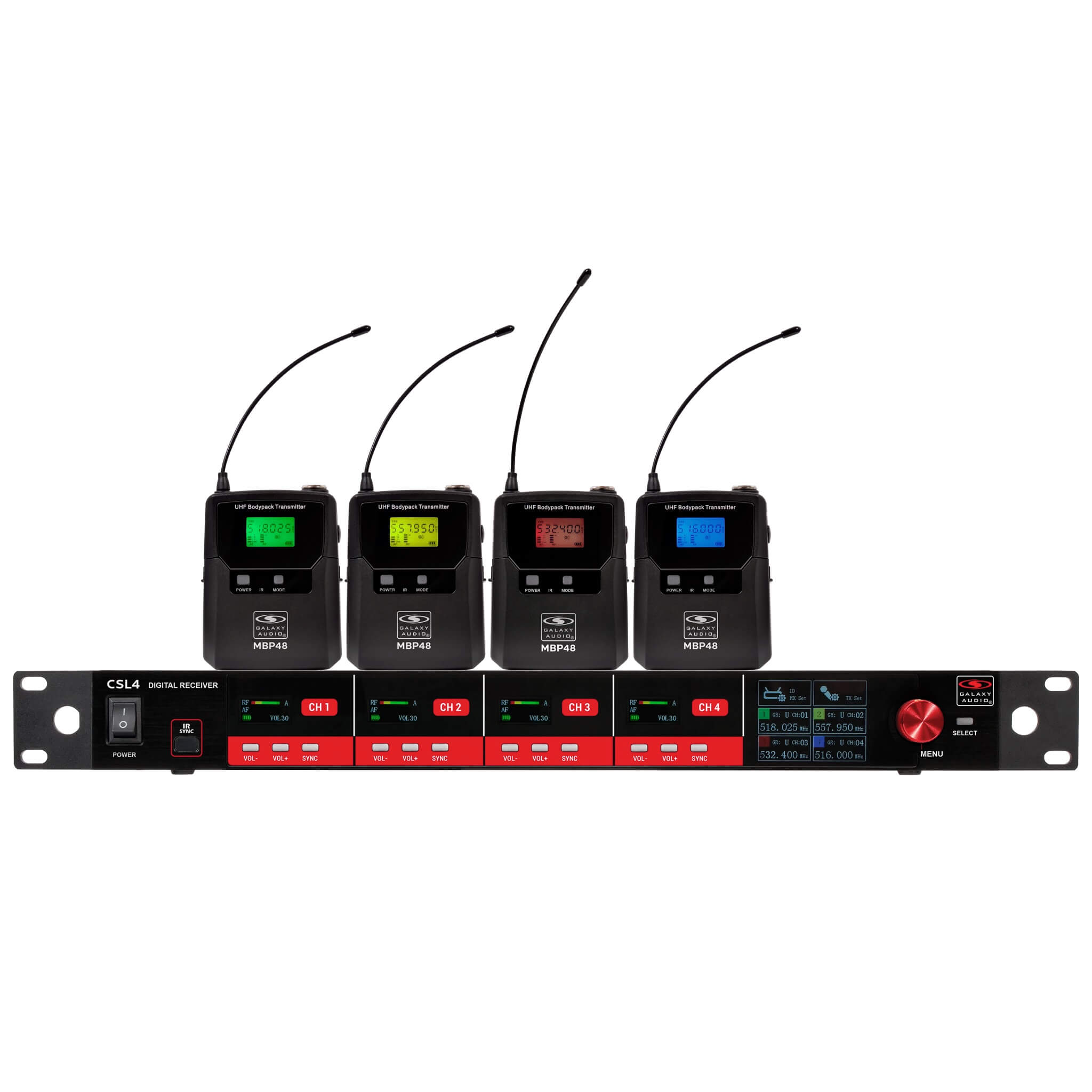 Galaxy Audio CSL4-BBBB Quad‑Channel Digital Wireless Bodypack System