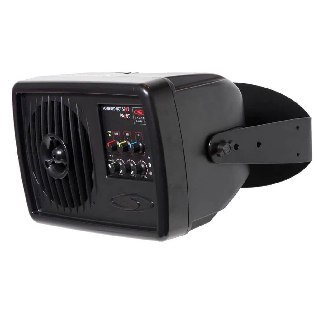 Galaxy Audio PA6BT - Powered Hot Spot Personal Monitor with Bluetooth, shown with optional bracket
