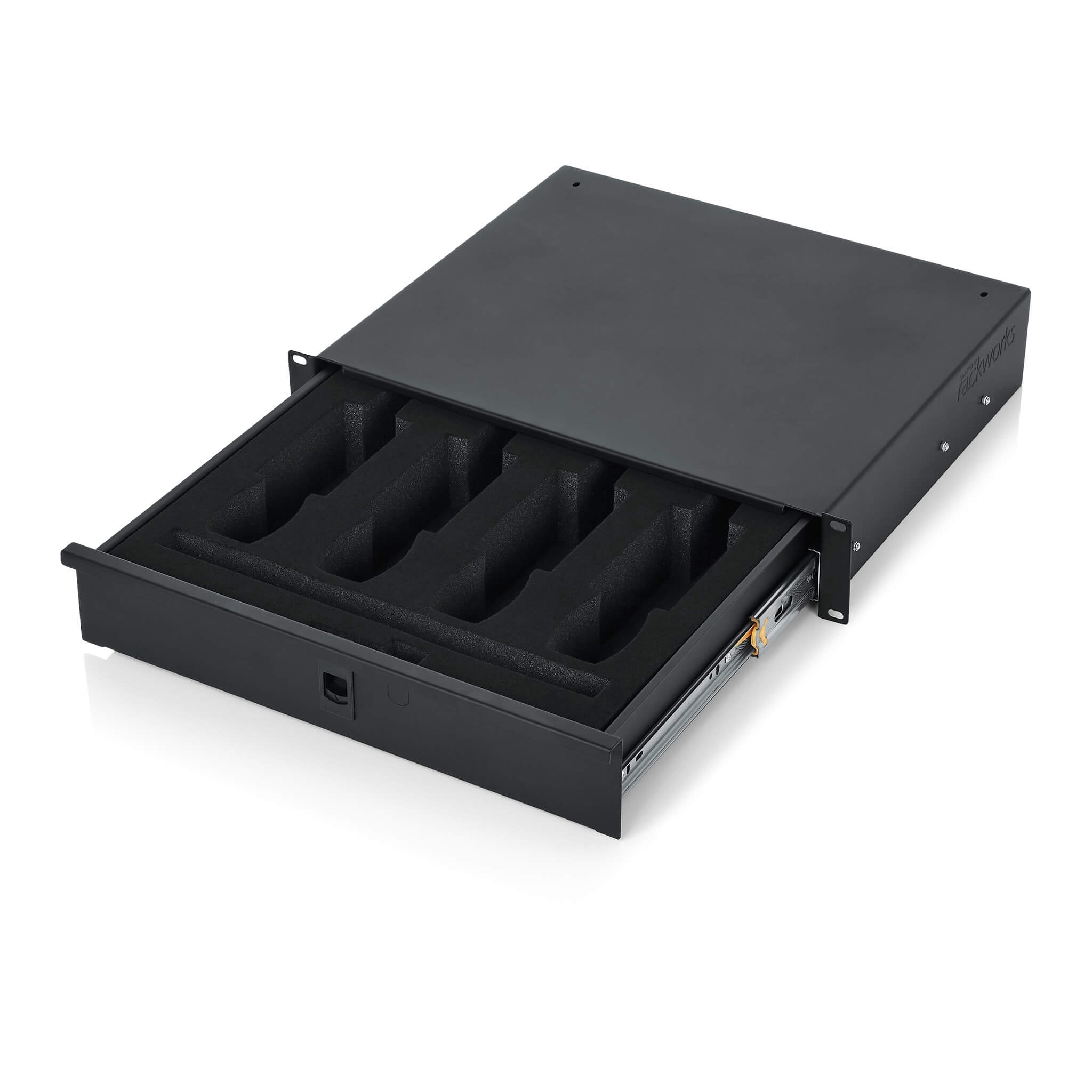 Gator GRW-DRWWRLSS - Wireless Microphone Rack Drawer, angle open