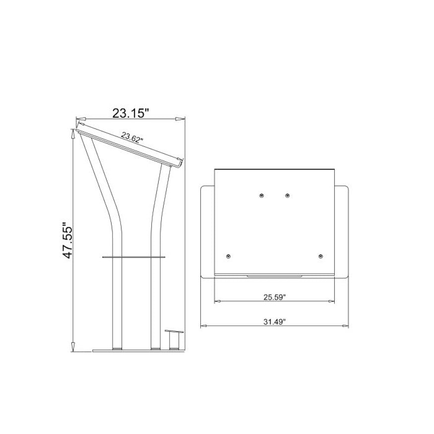Global Truss DT-Ergo-Lectern - Aluminum Podium with Acrylic Top, dimensions