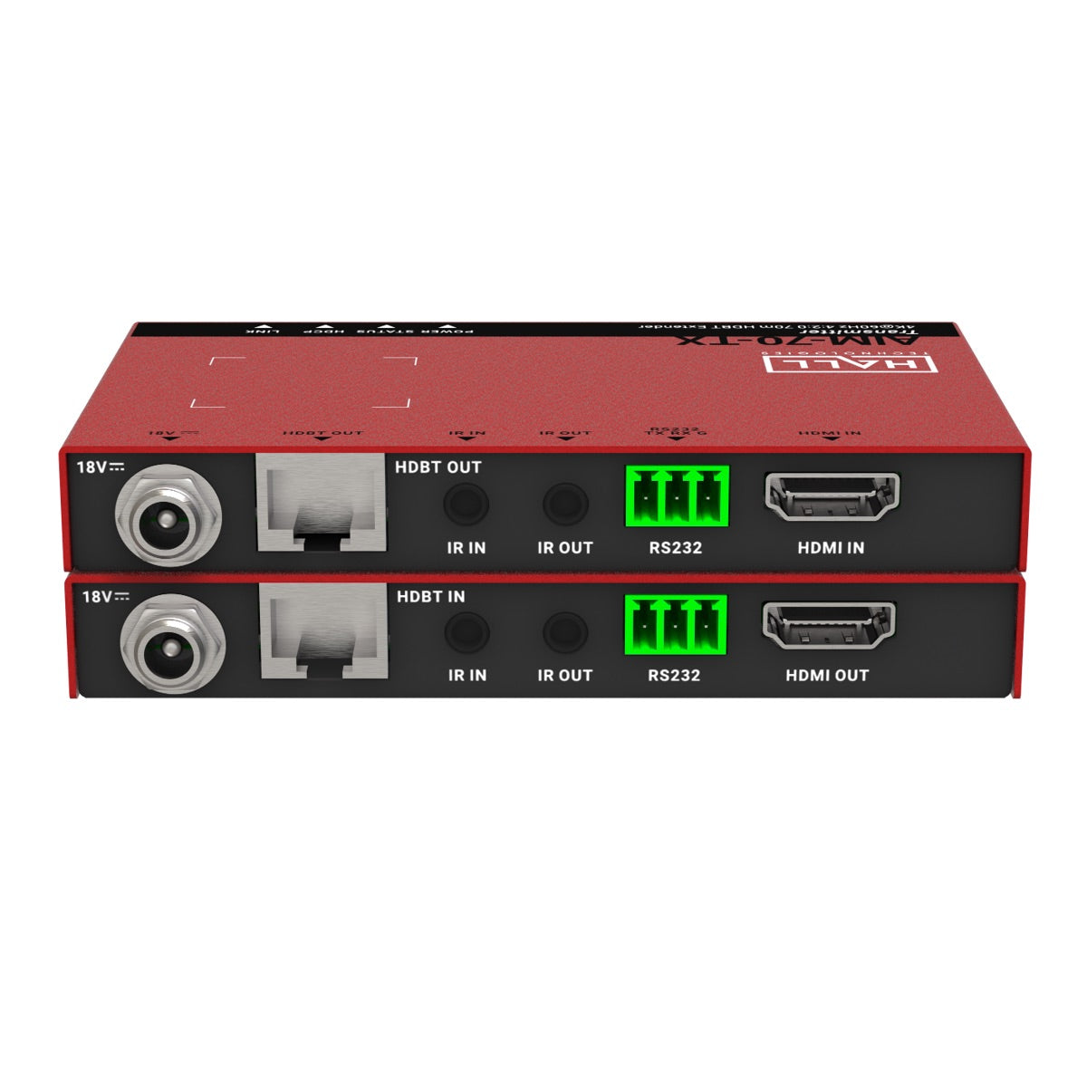 Hall Technologies HT-AIM-70 - 4K@60Hz 4:2:0 50m HDBaseT Extender Set, rear
