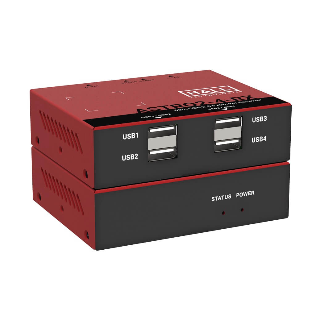 Hall Technologies HT-ASTRO2-4 - 4-Port USB 2.0 Extender Set, angle