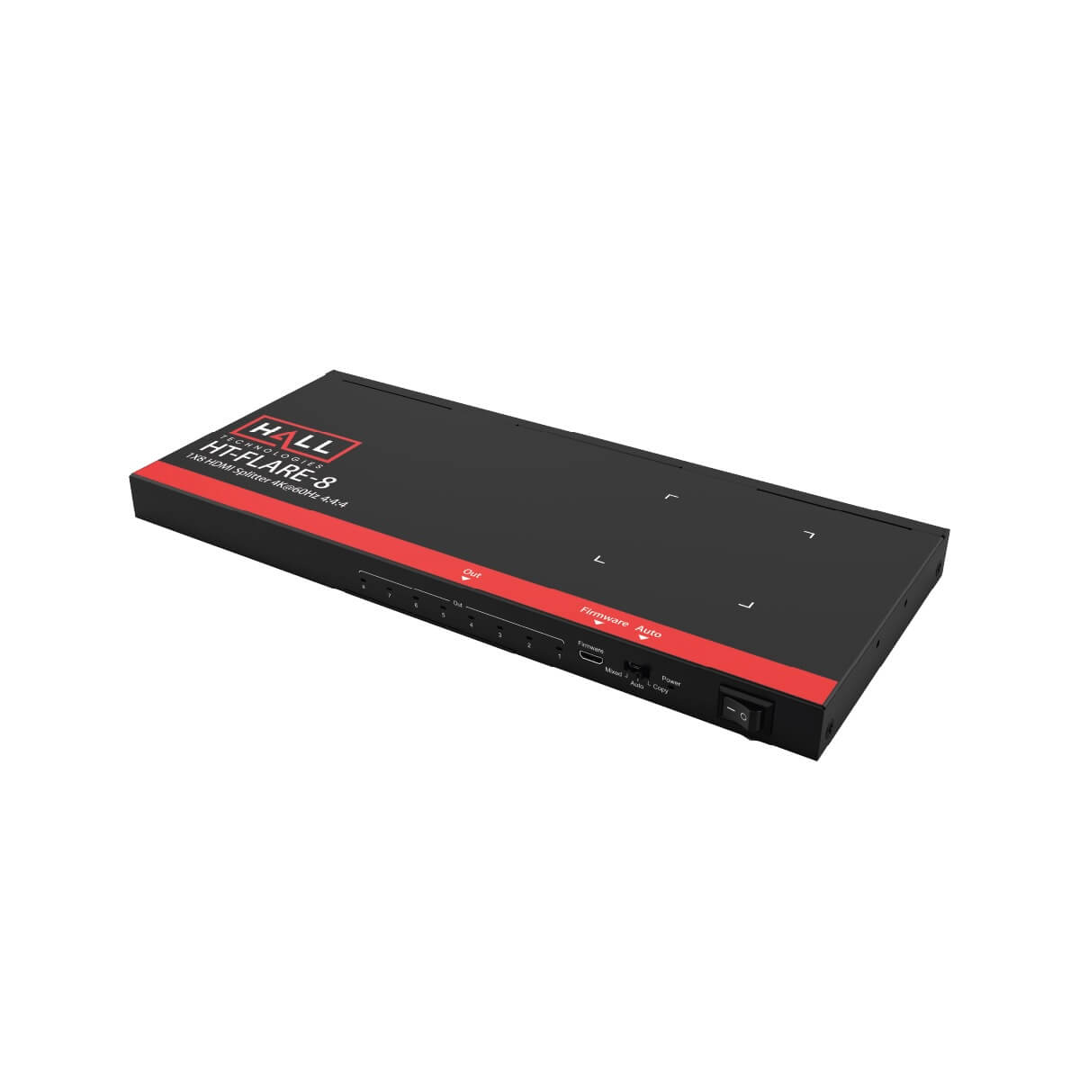 Hall Technologies HT-FLARE-8 - 4K60 1x8 HDMI Distribution Amplifier, right angle