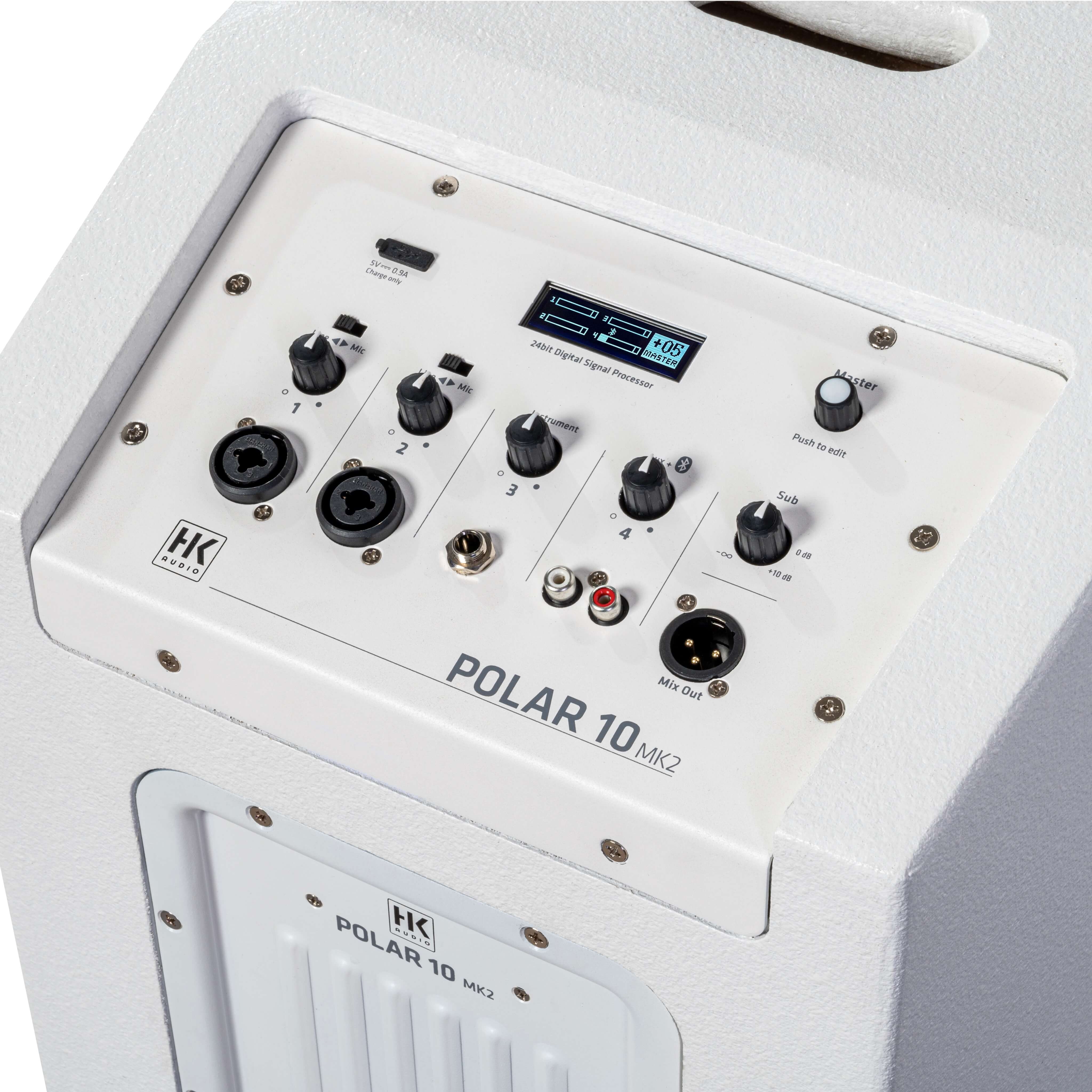 HK Audio POLAR 10 MK2 - 10" 2000W Powered Column PA System, sub white panel