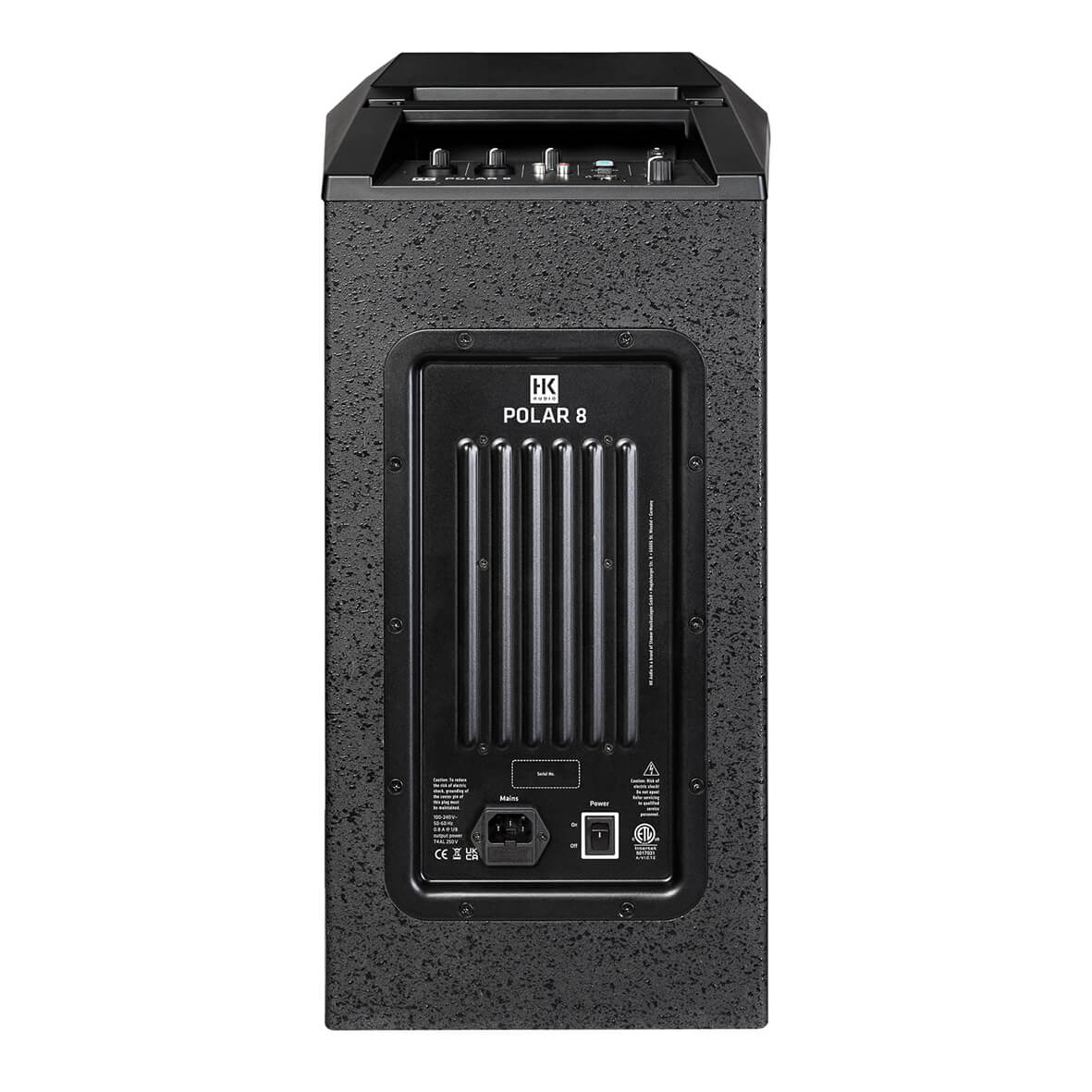 HK Audio POLAR 8 - 8" 1200W Powered Column PA System with Bluetooth, sub rear