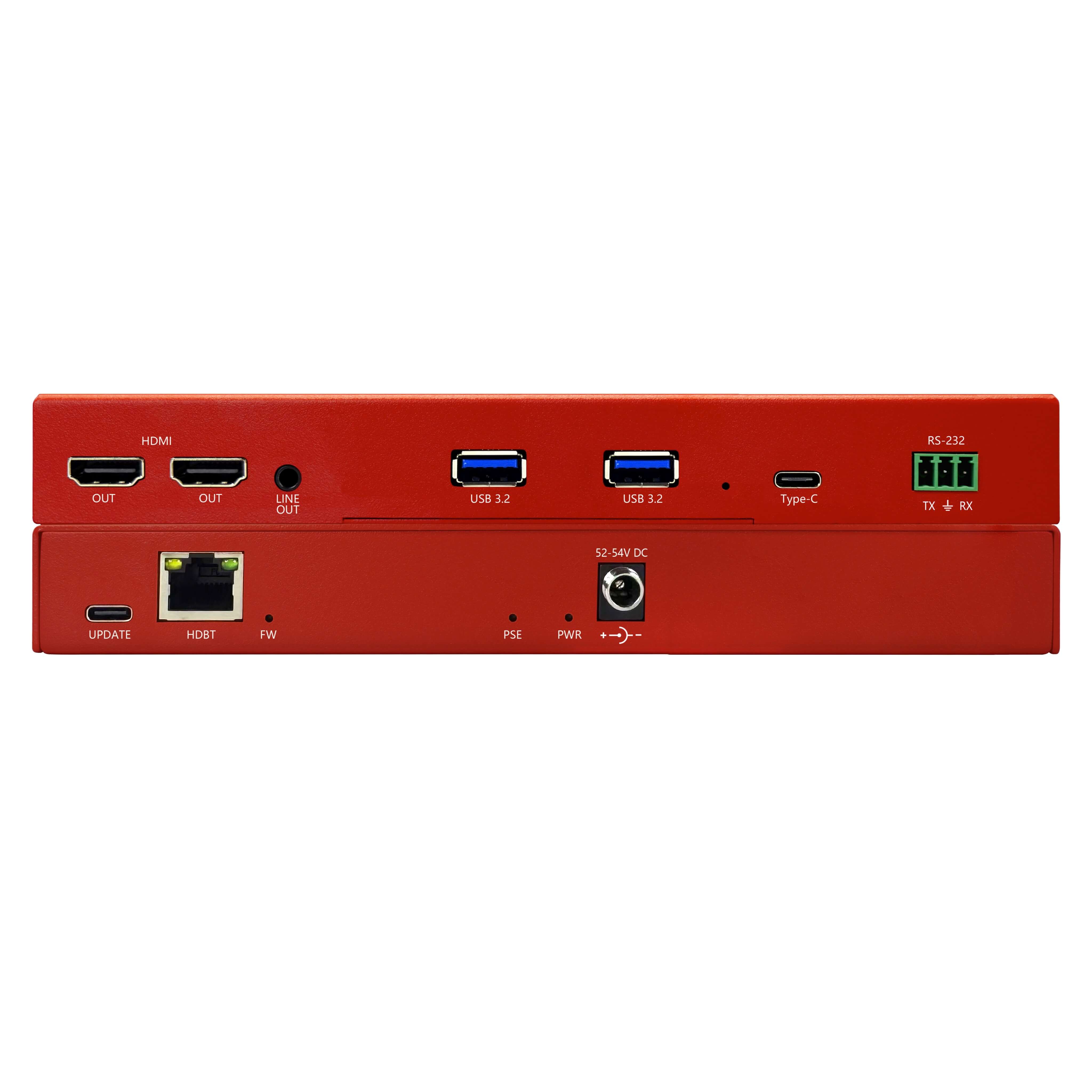Hall Technologies HT-DSCV3-RX-V2 - HDBaseT USB3 Extender RX with Video, front and rear combined views