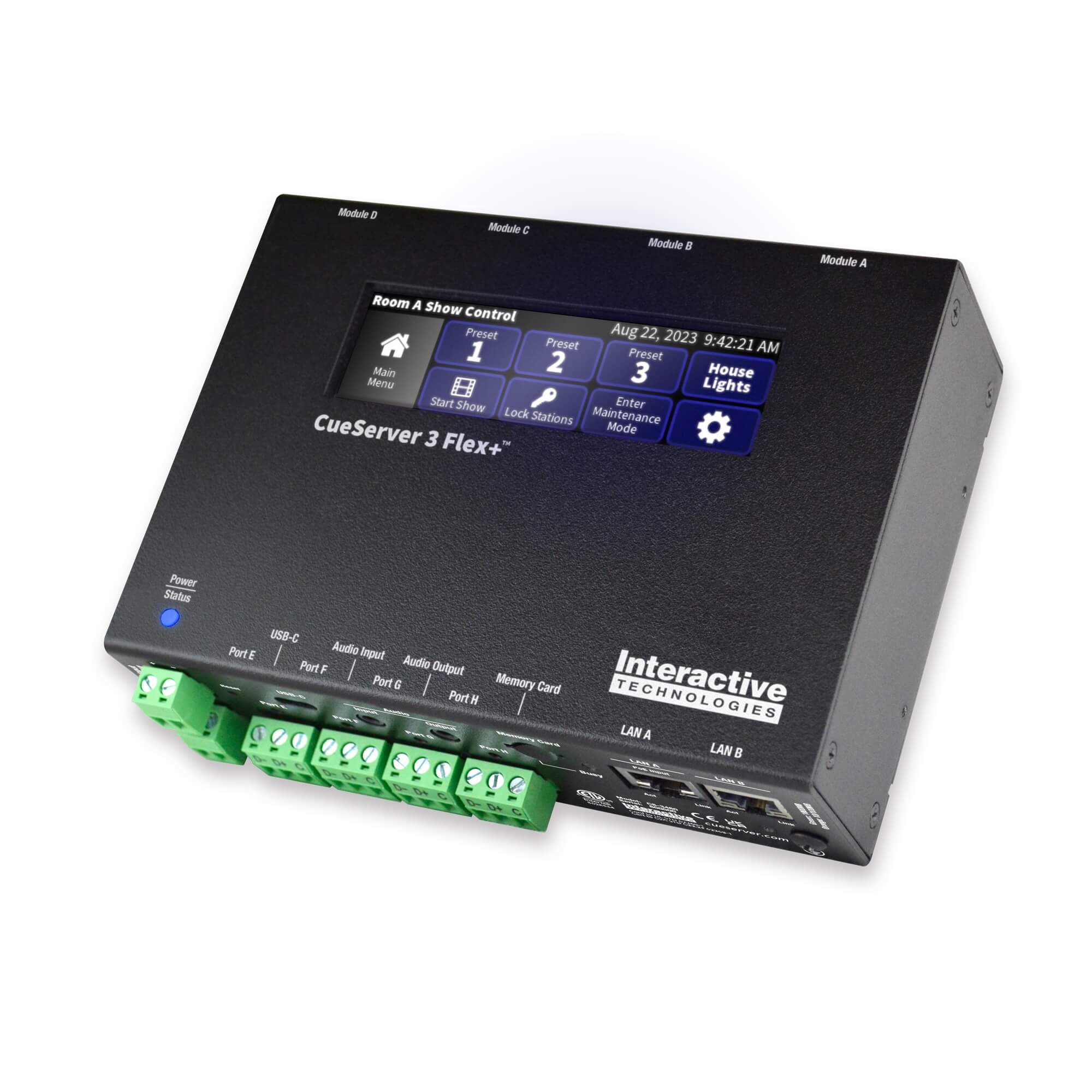 Interactive Technologies CueServer Flex+ - DMX Lighting Processor, angle