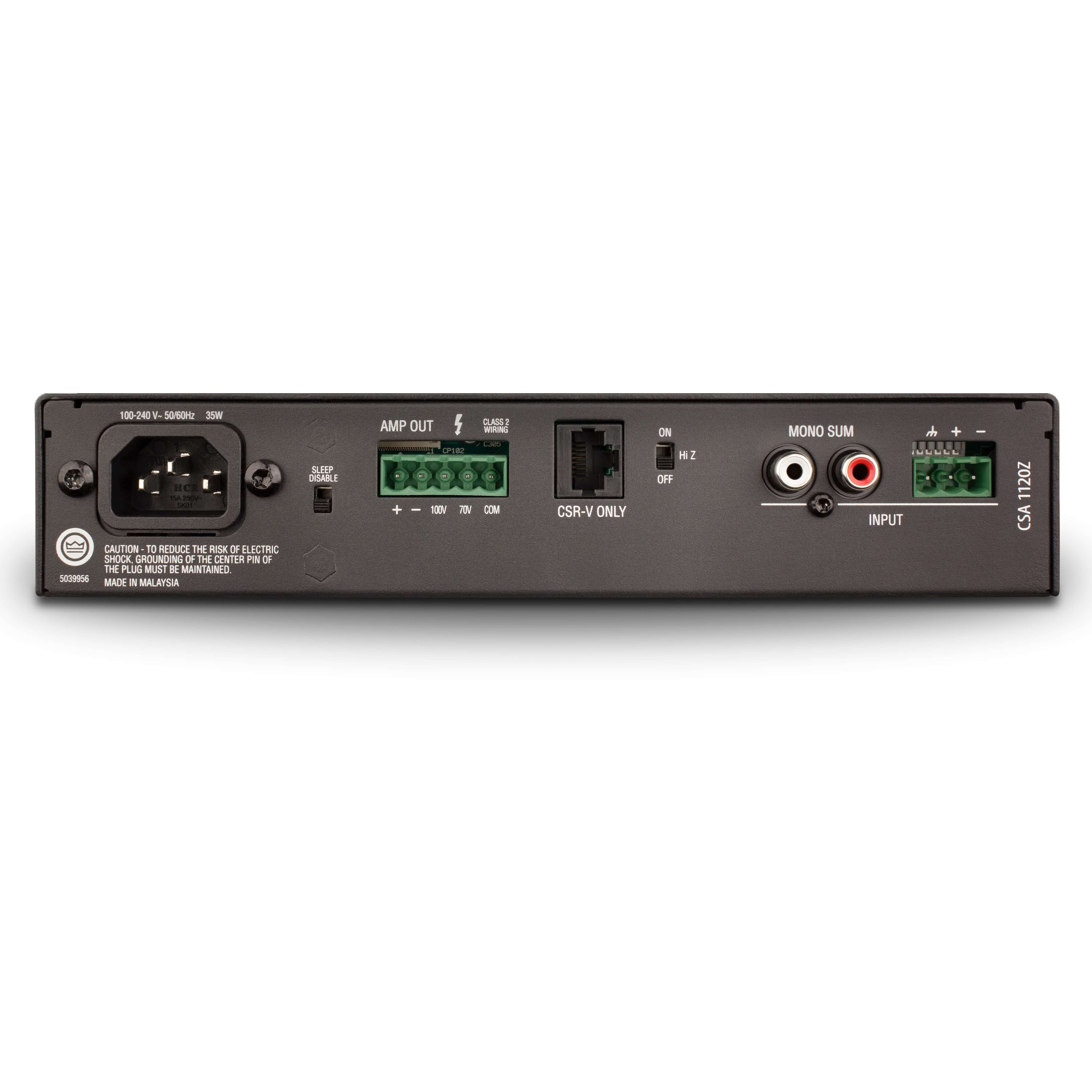 JBL CSA 1120Z - 1 x 120W DriveCore Commercial Series Amplifier, rear