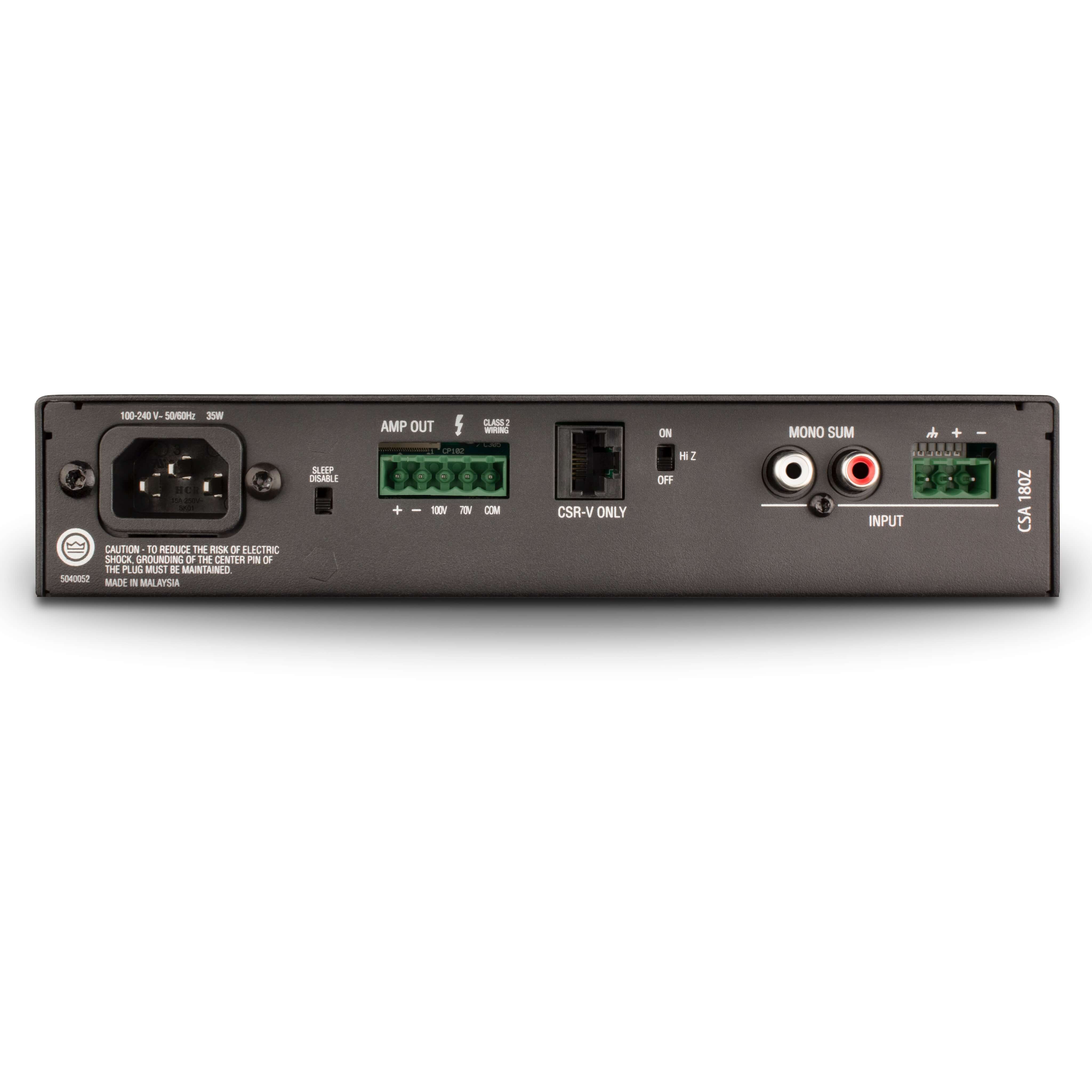 JBL CSA 180Z - 1 x 80W DriveCore Commercial Series Amplifier, rear